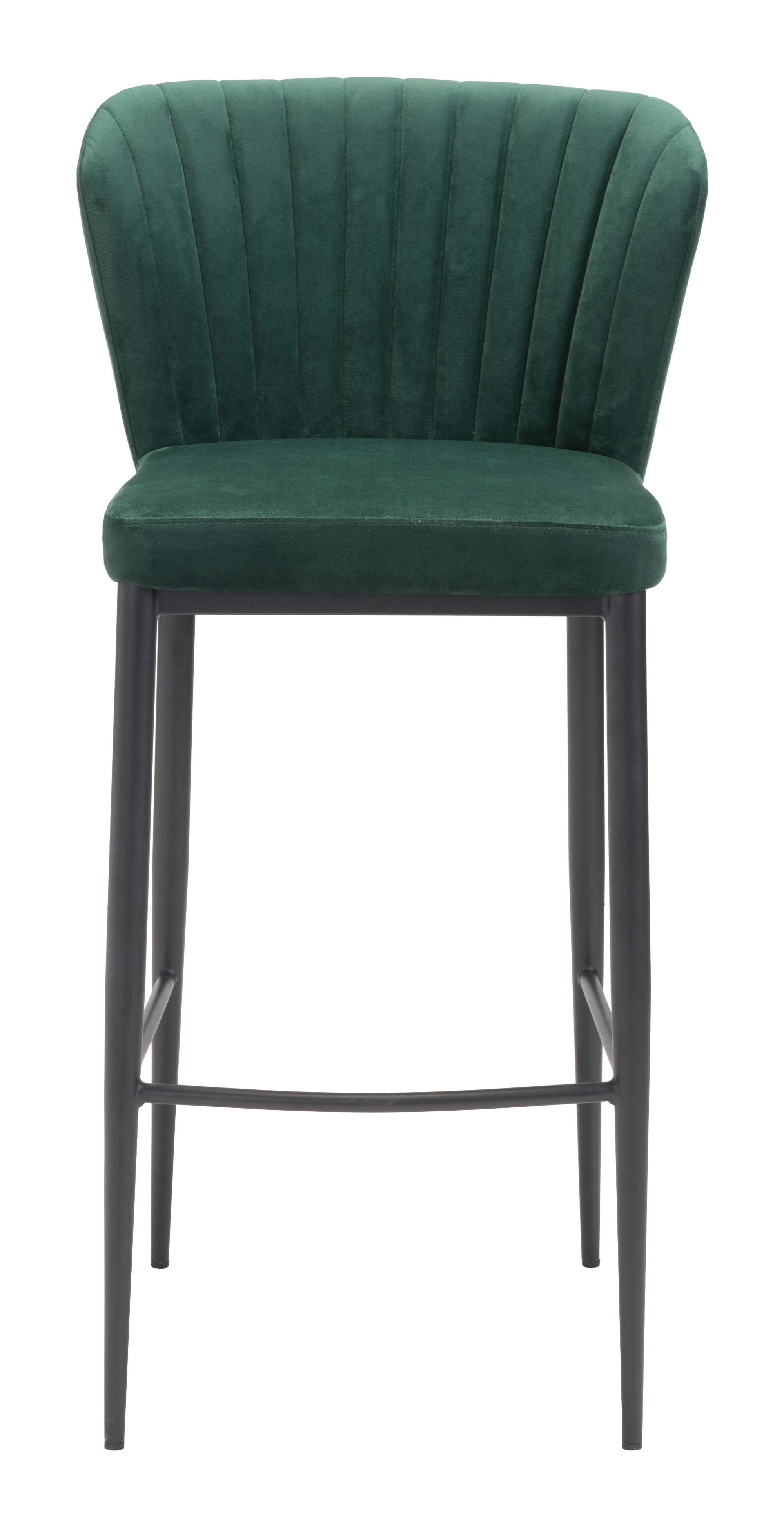 20.9" x 21.9" x 41.3" Green, Velvet, Stainless Steel, Bar Chair - Set of 2
