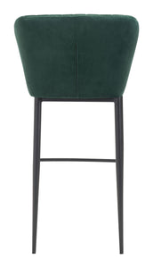 20.9" x 21.9" x 41.3" Green, Velvet, Stainless Steel, Bar Chair - Set of 2