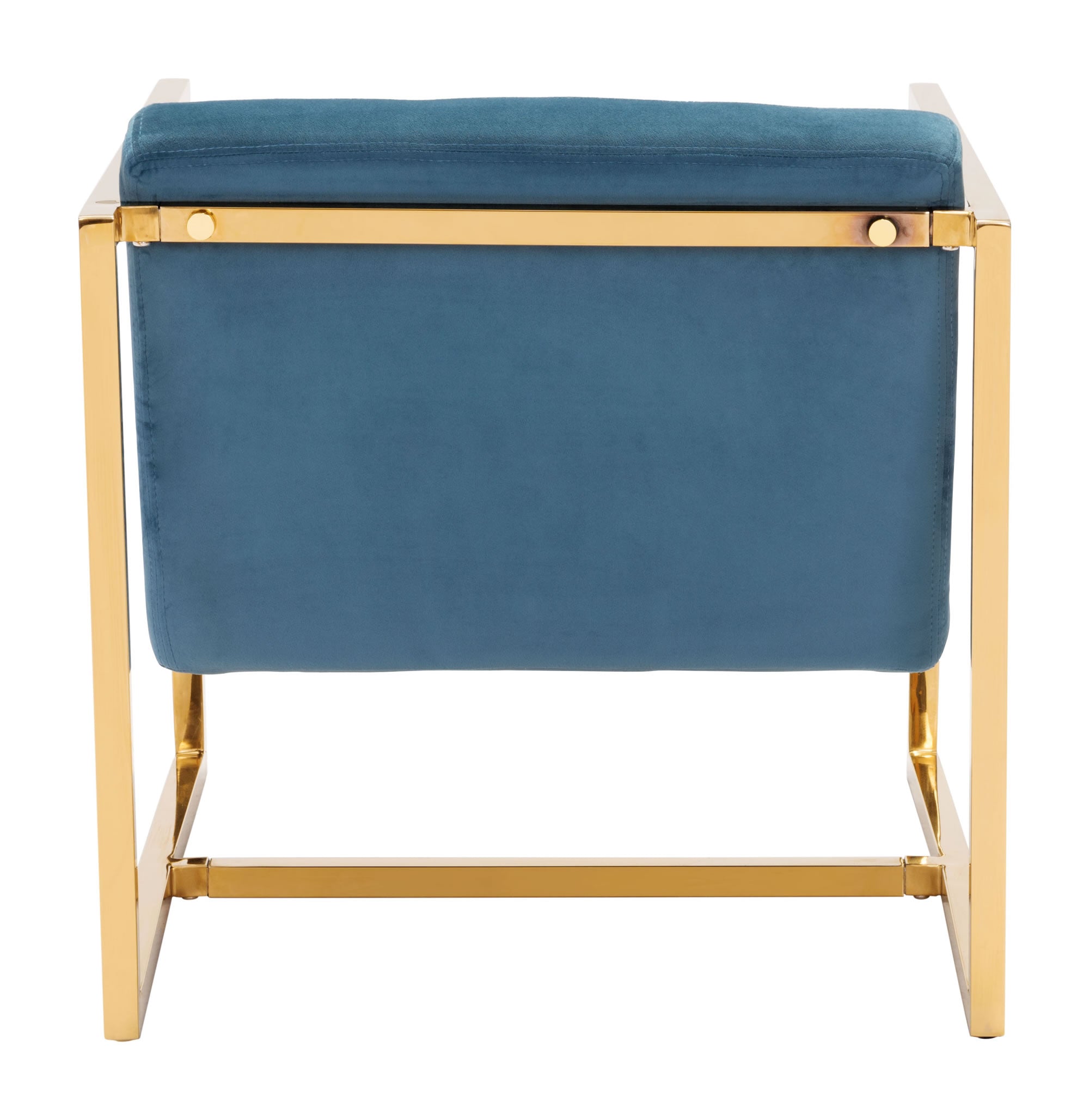 24.8" x 28.3" x 25.8" Blue Velvet Chromed Steel Arm Chair