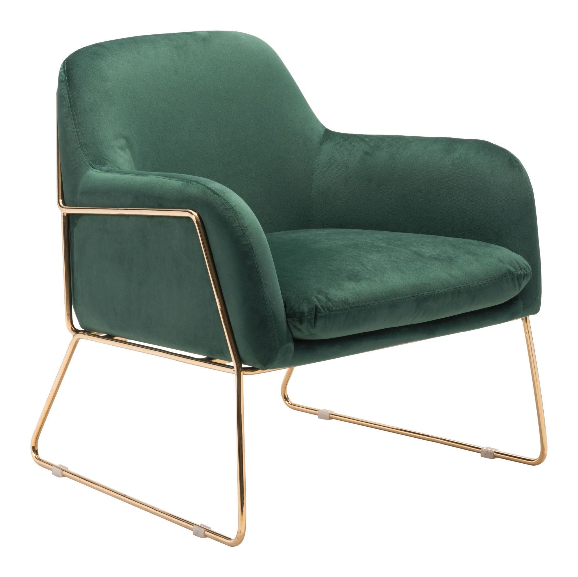29.9" x 30.3" x 31.7" Green Velvet Chromed Steel Arm Chair