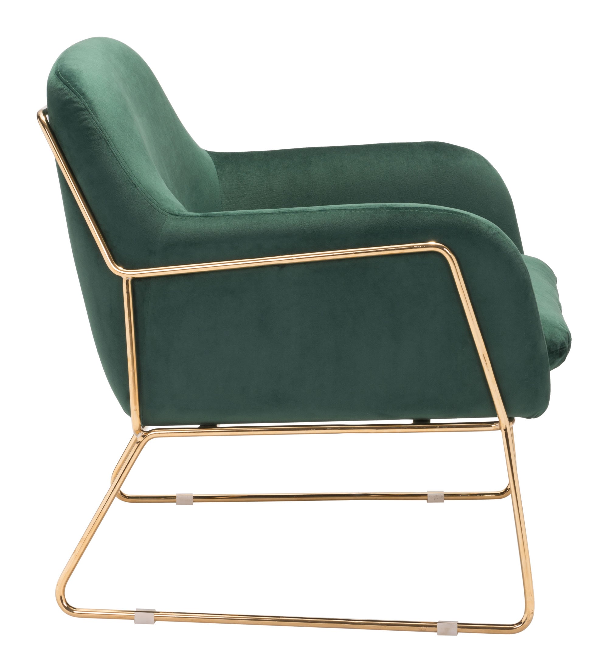 29.9" x 30.3" x 31.7" Green Velvet Chromed Steel Arm Chair