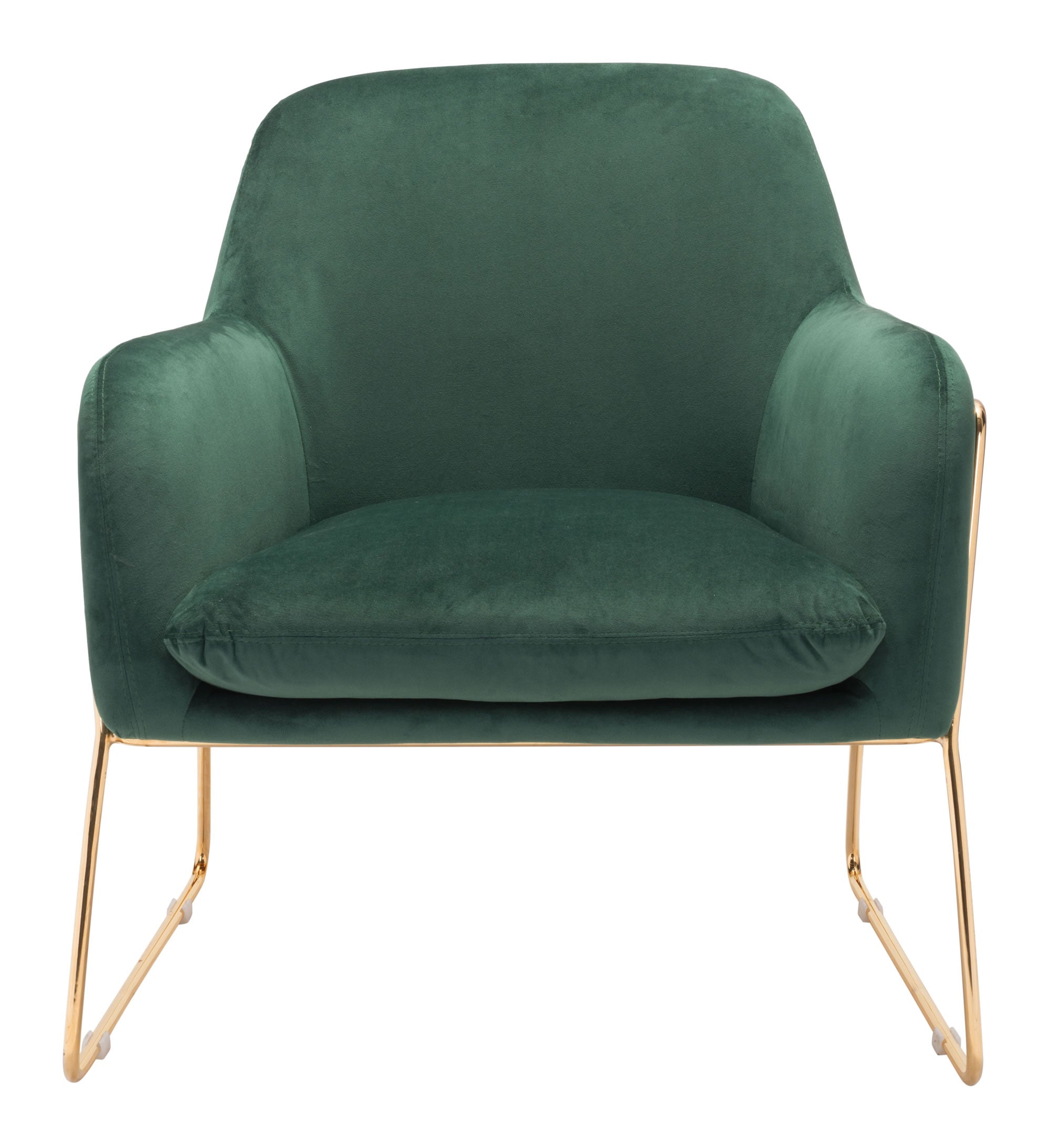 29.9" x 30.3" x 31.7" Green Velvet Chromed Steel Arm Chair