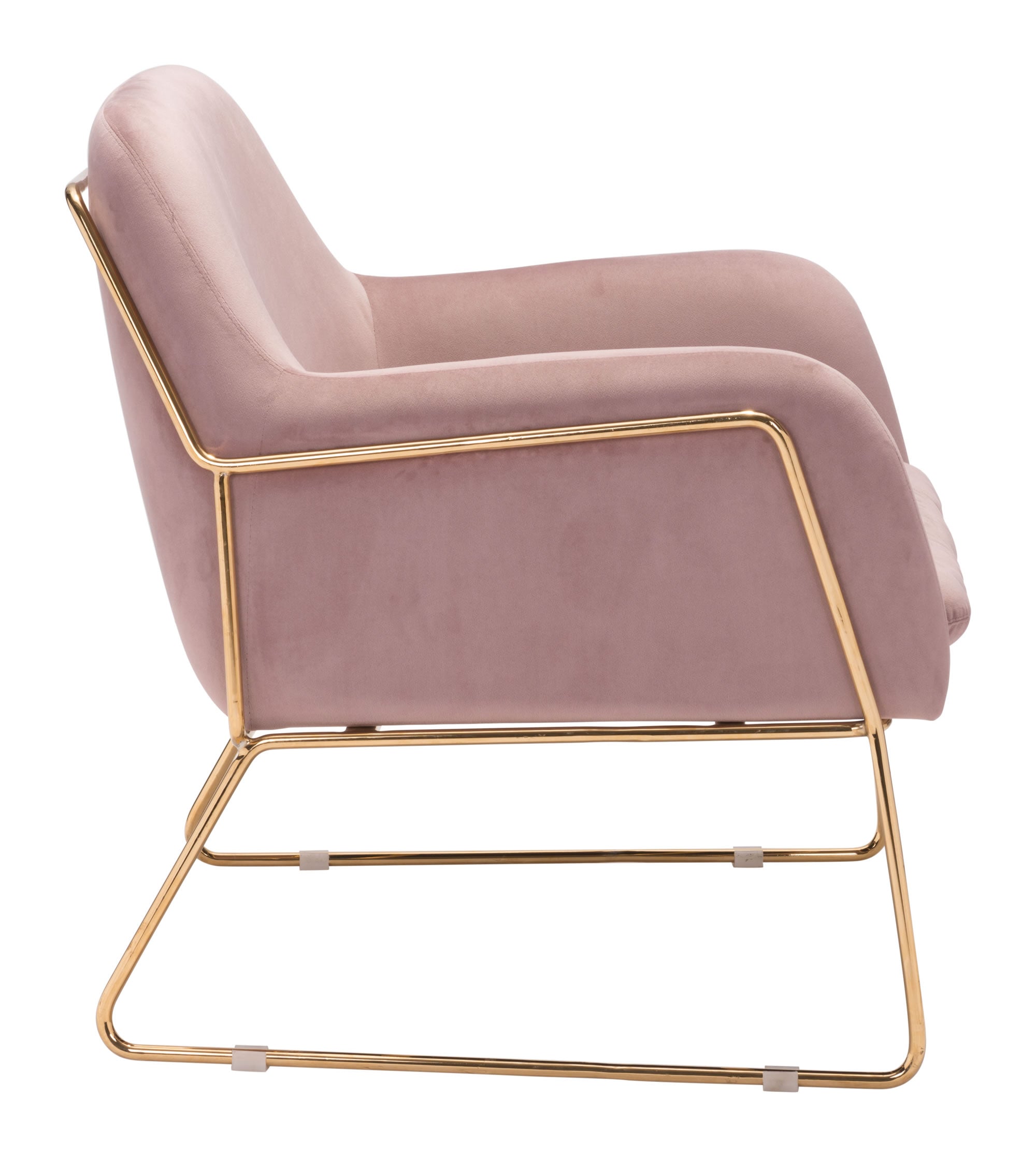 29.9" x 30.3" x 31.7" Pink Velvet Chromed Steel Arm Chair