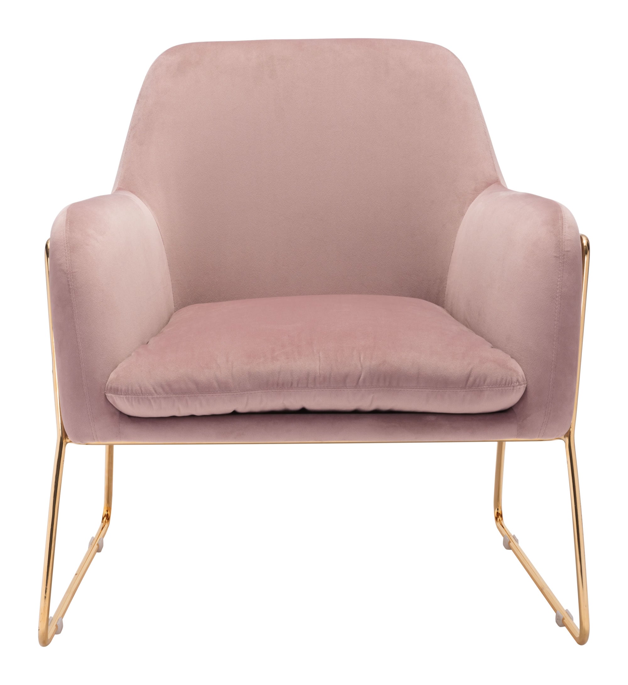 29.9" x 30.3" x 31.7" Pink Velvet Chromed Steel Arm Chair