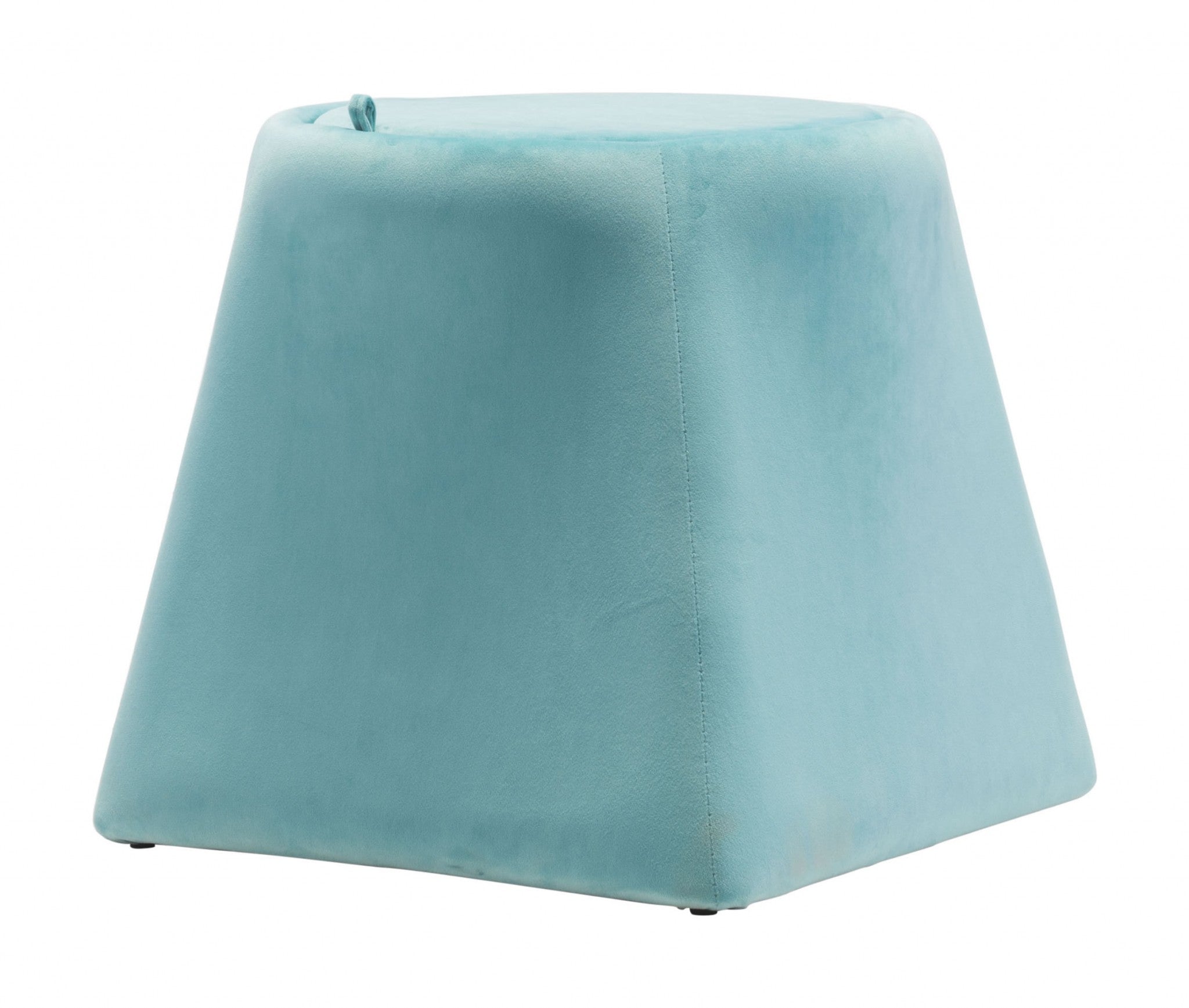 19.1" x 19.1" x 17.1" Light Blue, Velvet, Wood, Ottoman