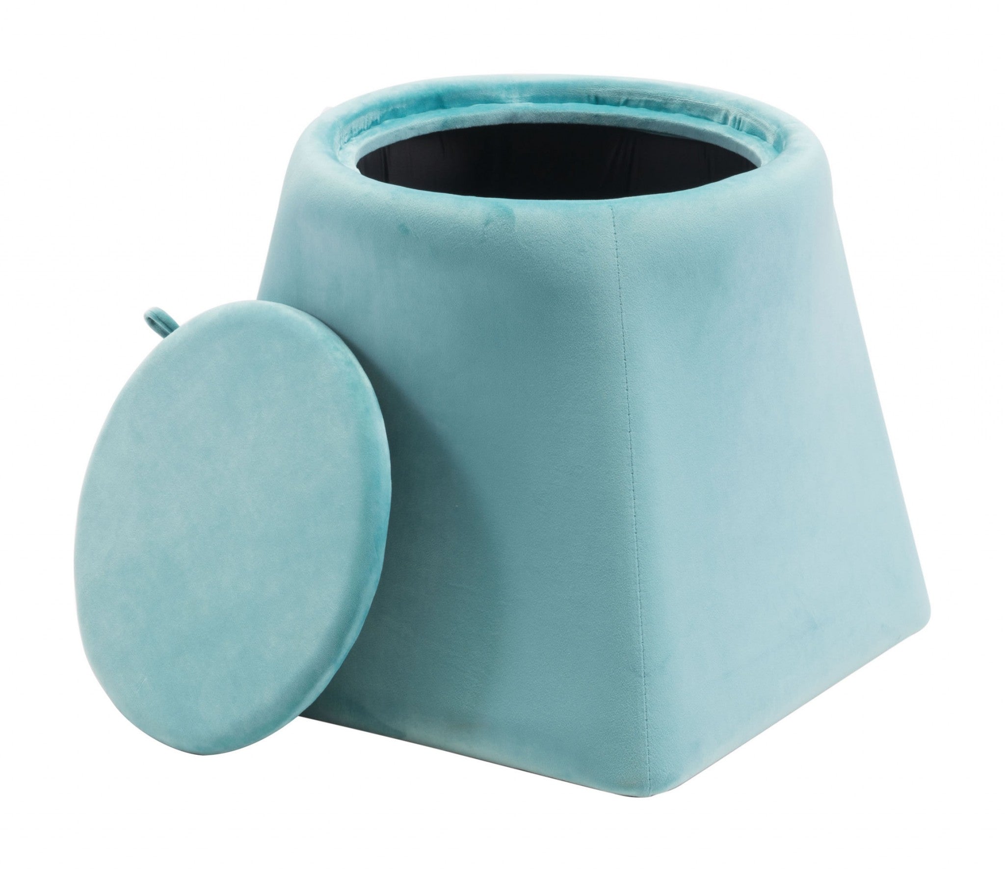 19.1" x 19.1" x 17.1" Light Blue, Velvet, Wood, Ottoman