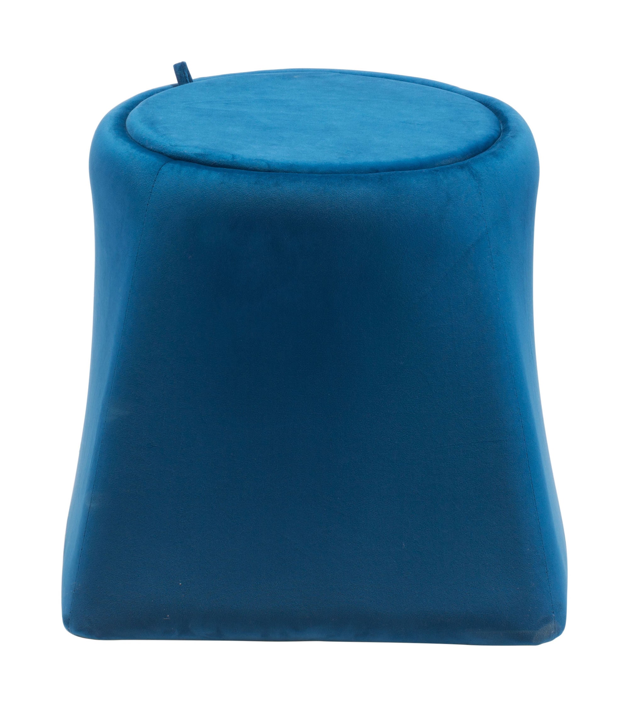 19.1" x 19.1" x 17.1" Blue, Velvet, Wood, Ottoman