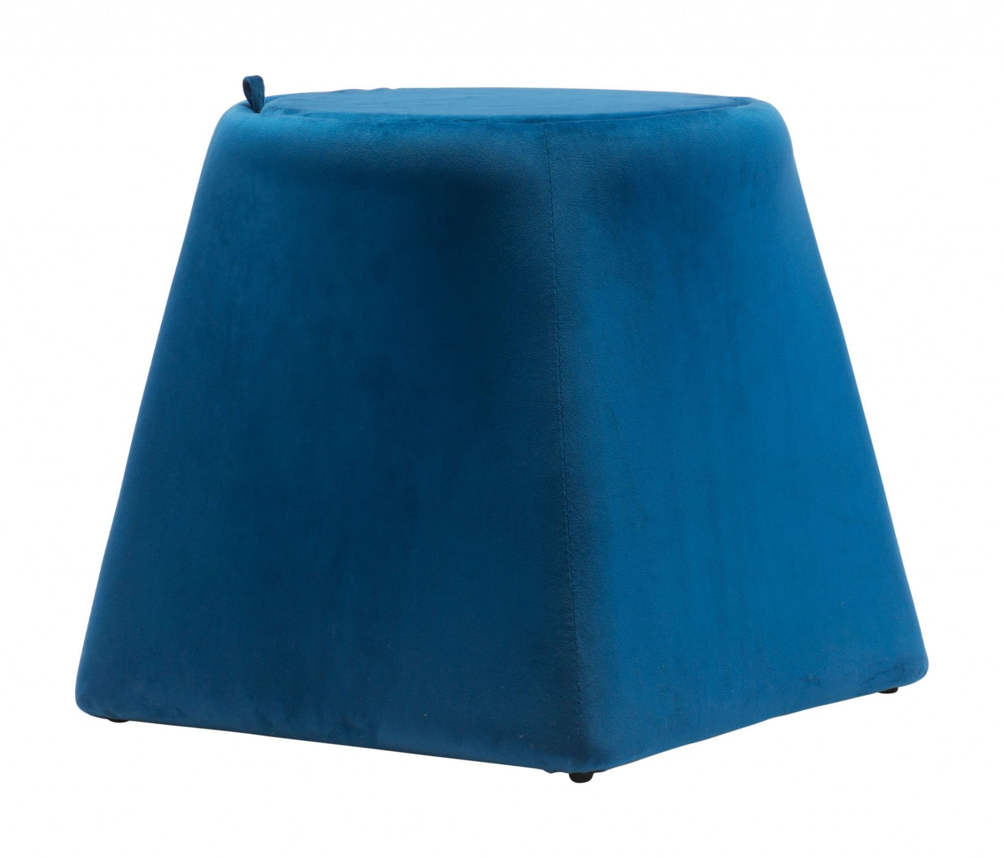 19.1" x 19.1" x 17.1" Blue, Velvet, Wood, Ottoman