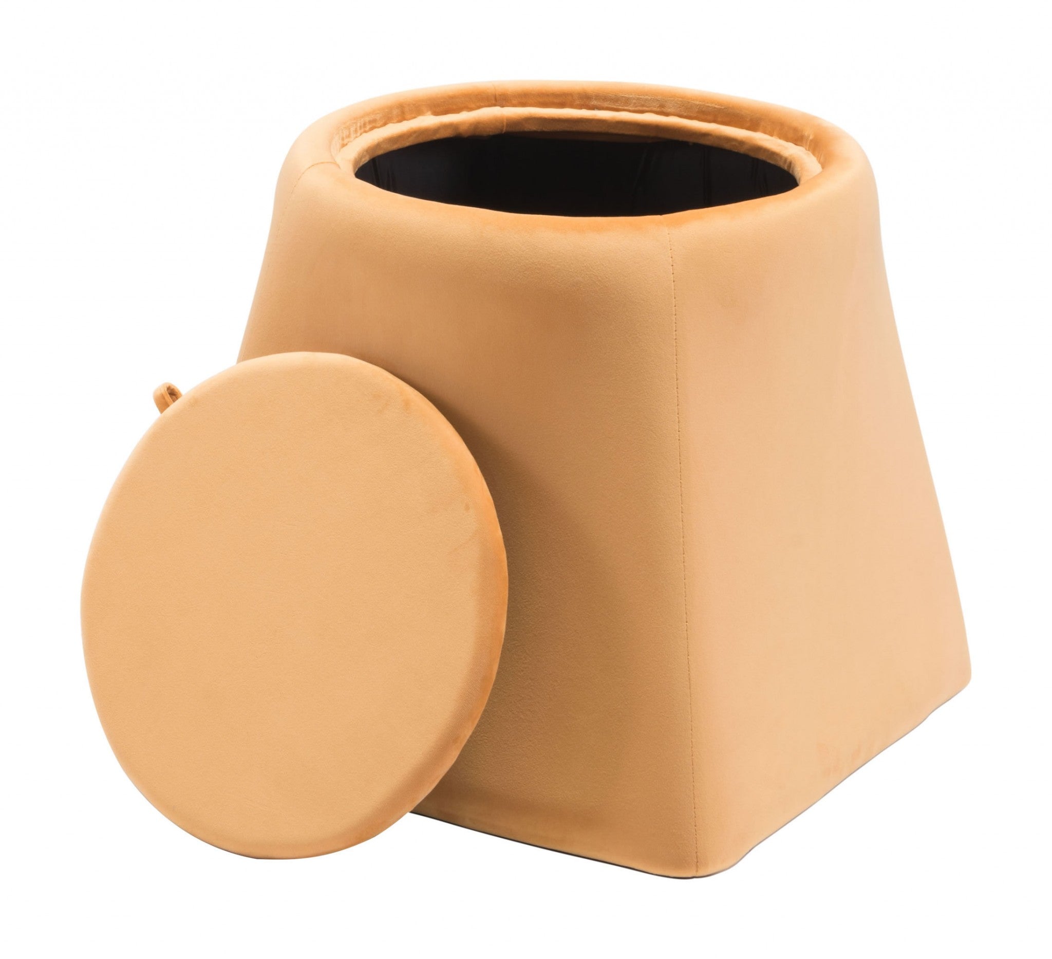 19.1" x 19.1" x 17.1" Brown, Velvet, Wood, Ottoman