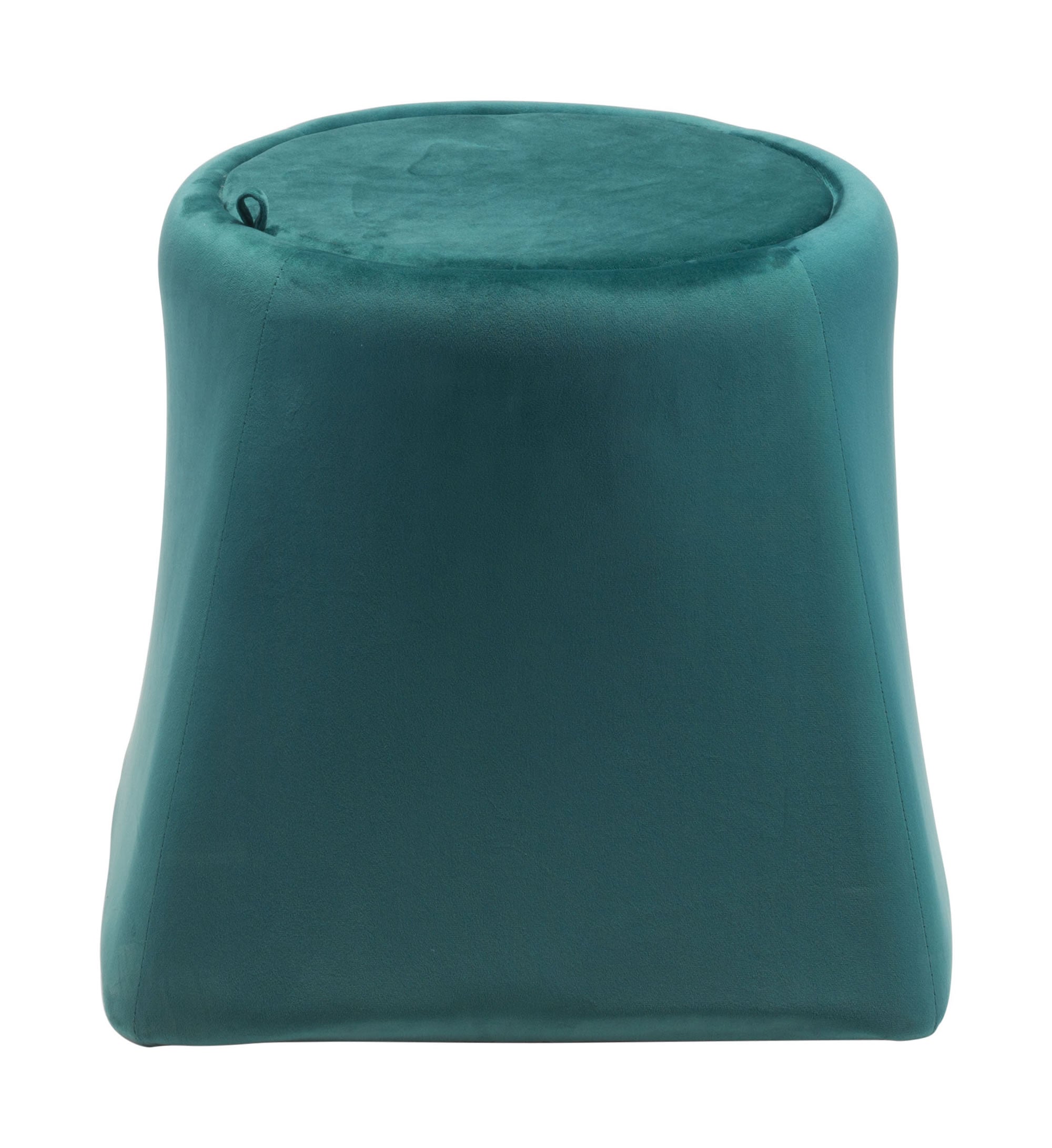 19.1" x 19.1" x 17.1" Green, Velvet, Wood, Ottoman
