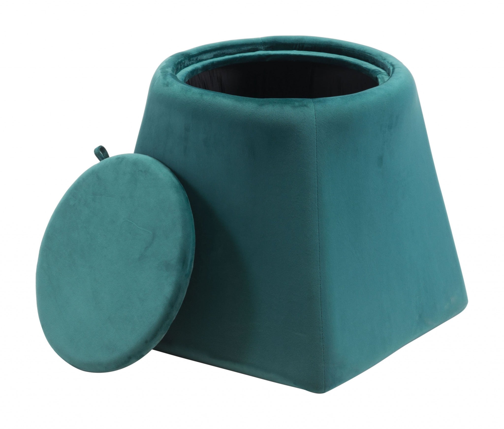 19.1" x 19.1" x 17.1" Green, Velvet, Wood, Ottoman