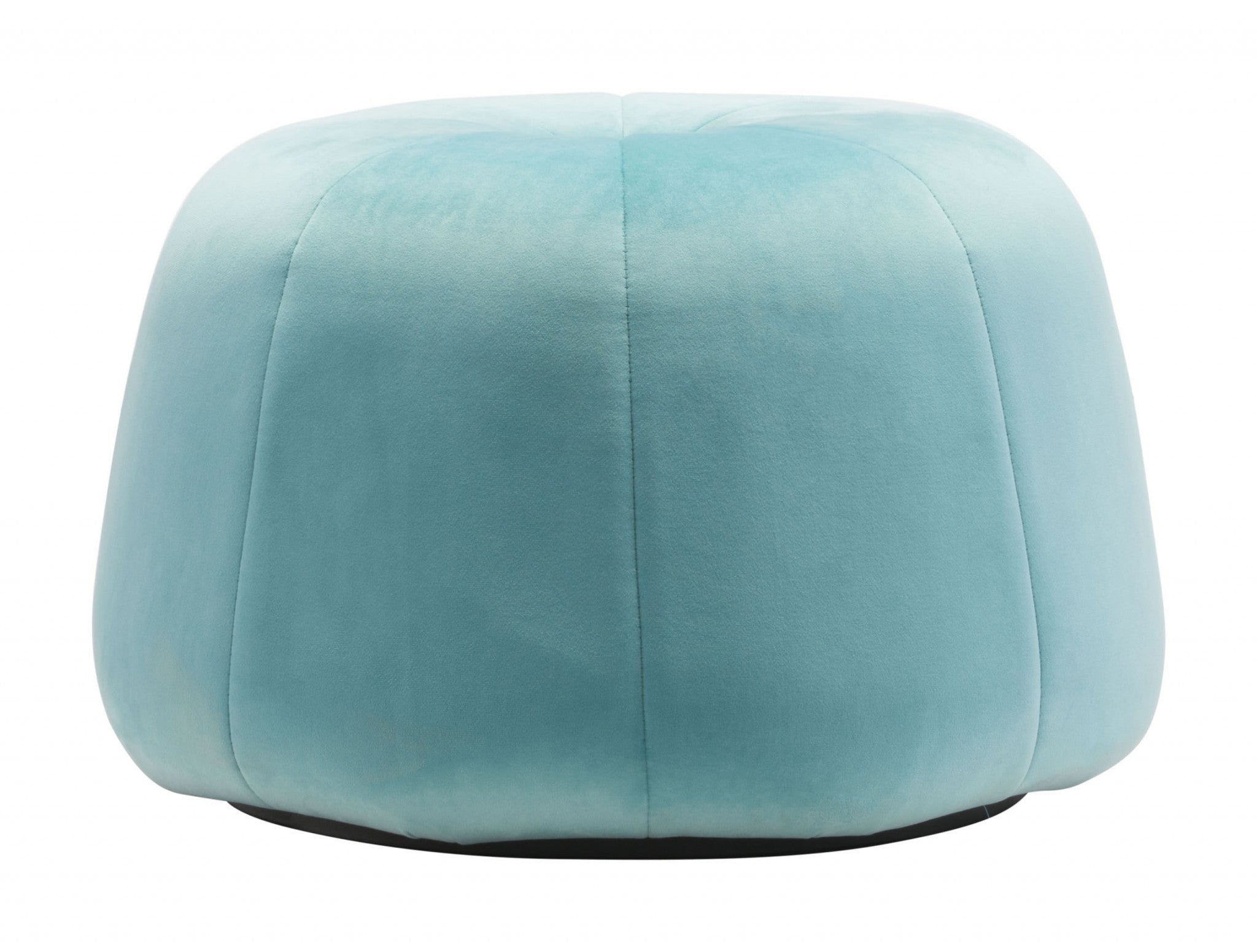 24.8" x 24.8" x 15.4" Light Blue, Velvet, Wood, Ottoman