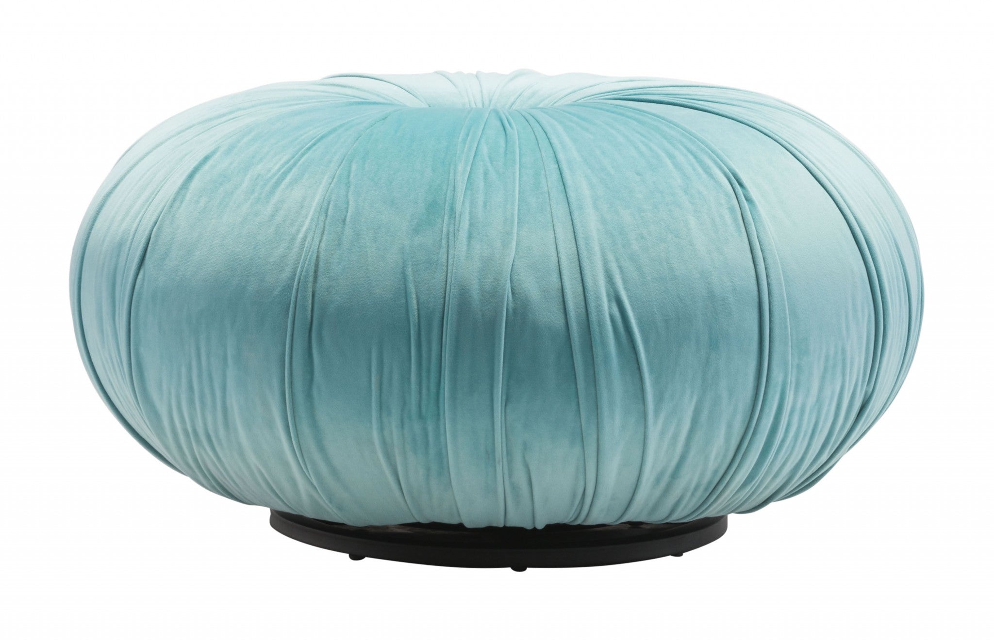 25.6" x 25.6" x 13.6" Light Blue, Velvet, Wood, Ottoman
