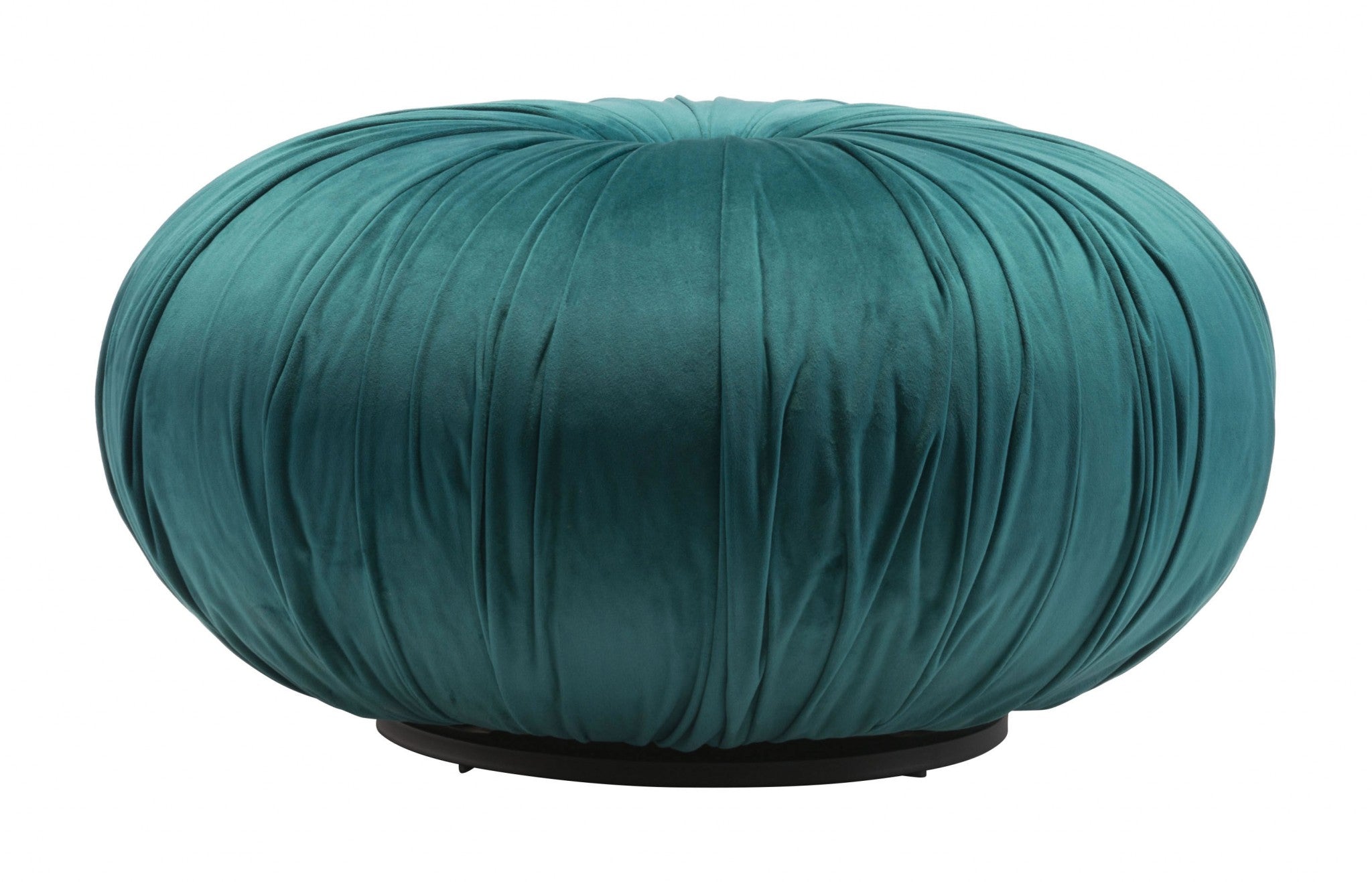 25.6" x 25.6" x 13.6" Green, Velvet, Wood, Ottoman