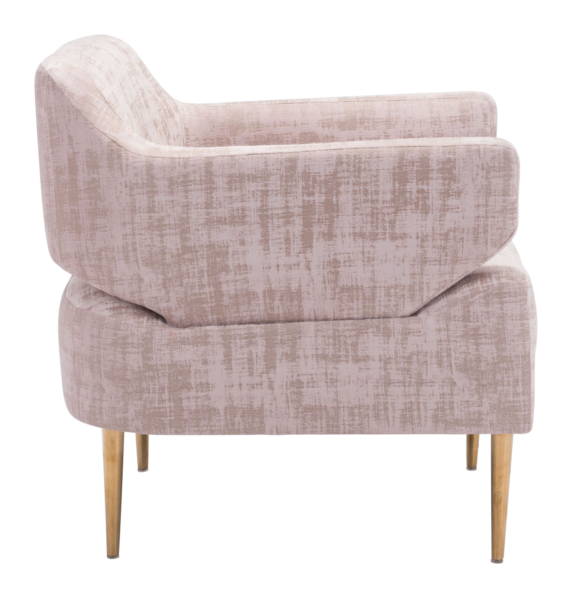 27" x 29.3" x 29.5" Pink Velvet, Stainless Steel, Pinewood, Plywood & MDF, Arm Chair