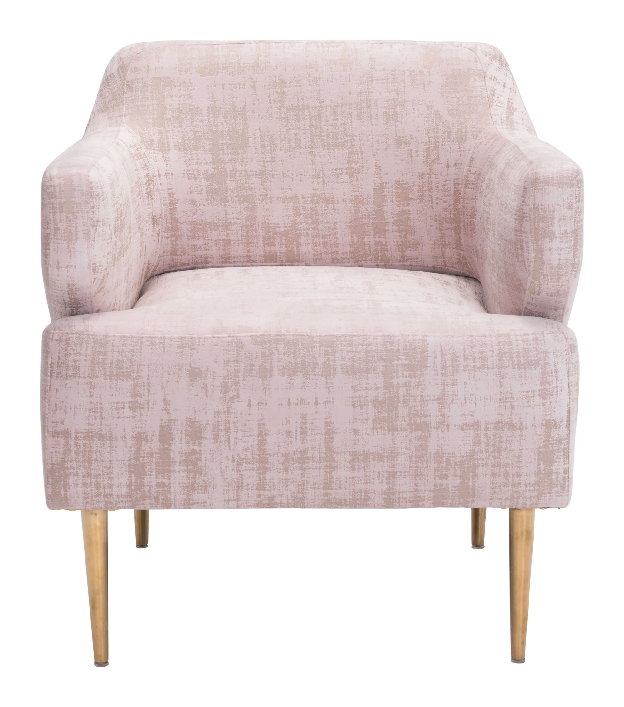 27" x 29.3" x 29.5" Pink Velvet, Stainless Steel, Pinewood, Plywood & MDF, Arm Chair