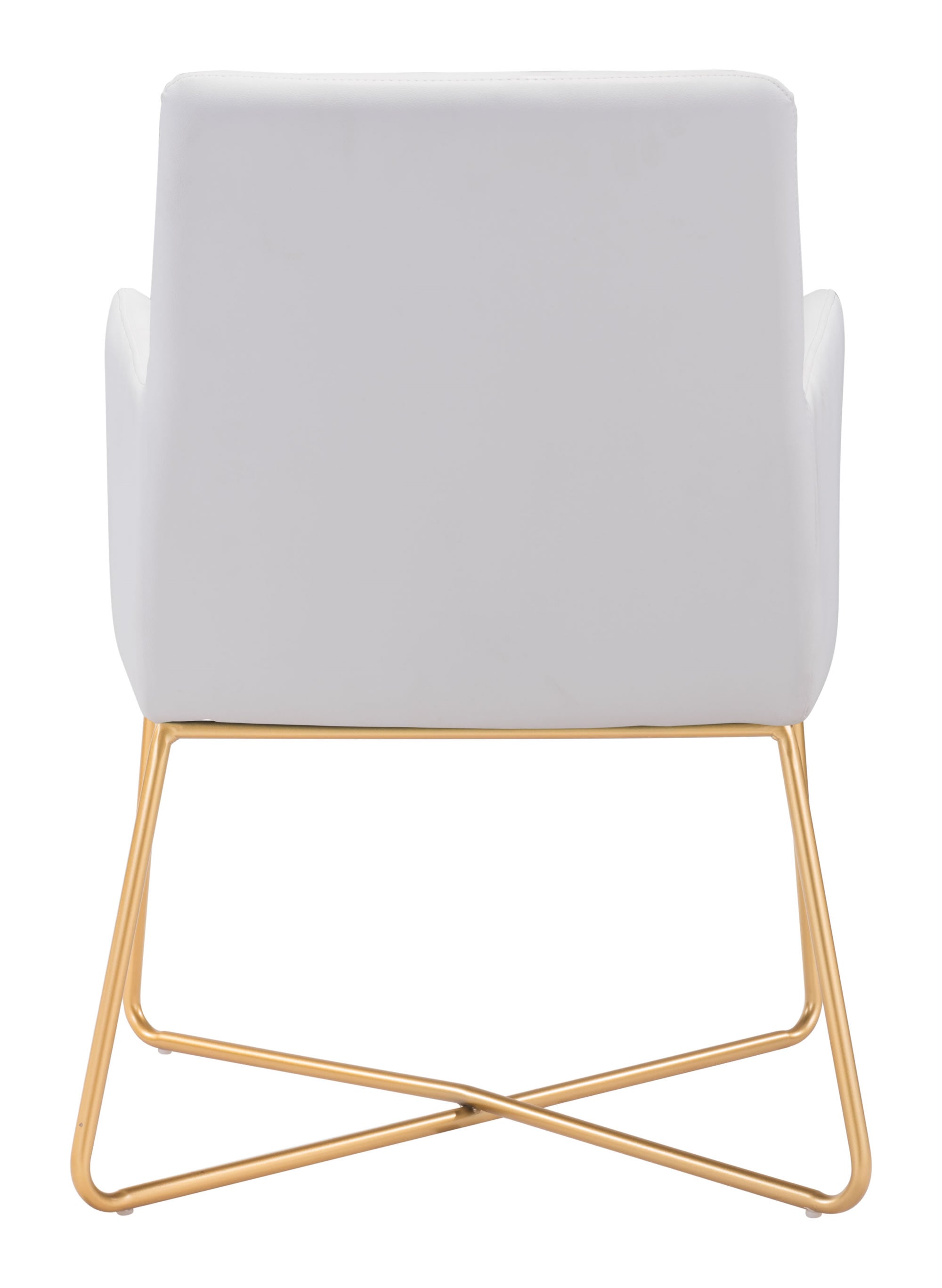 24.4" x 24.8" x 33.9" White, Leatherette, Painted Metal, Arm Chair