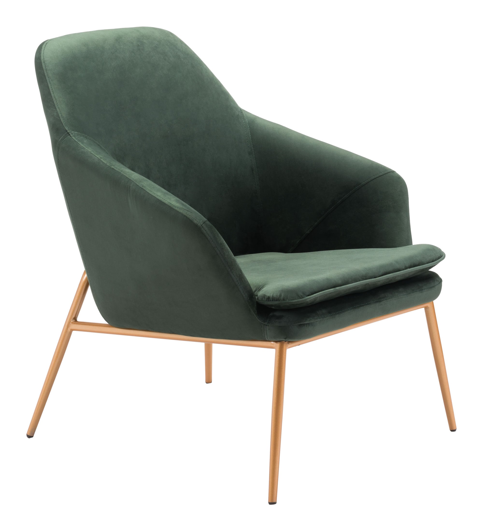 28" x 29.5" x 33.9" Green Velvet Metal Arm Chair