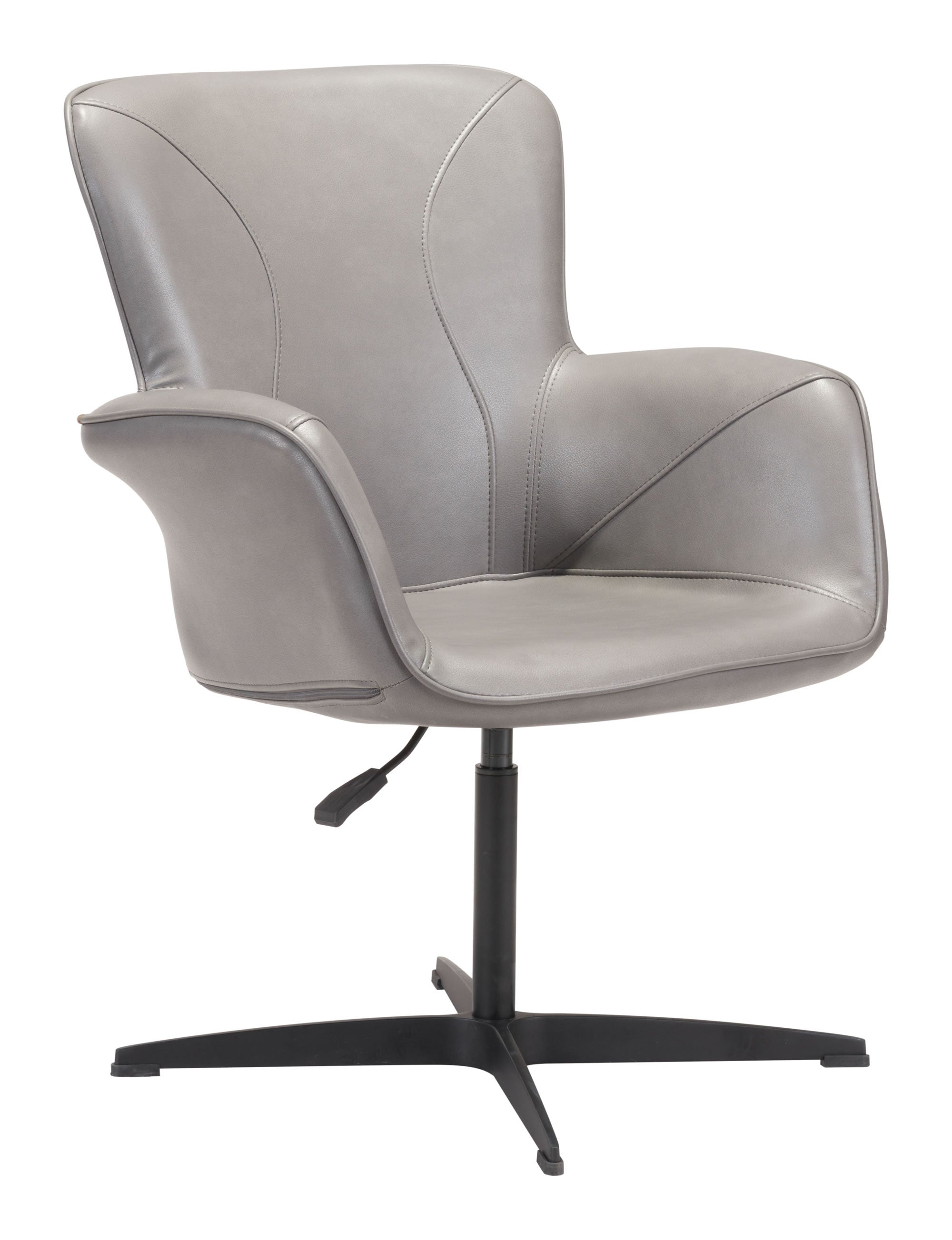 27.6" x 26.4" x 34.1" Gray, Leatherette, Aluminum, Arm Chair