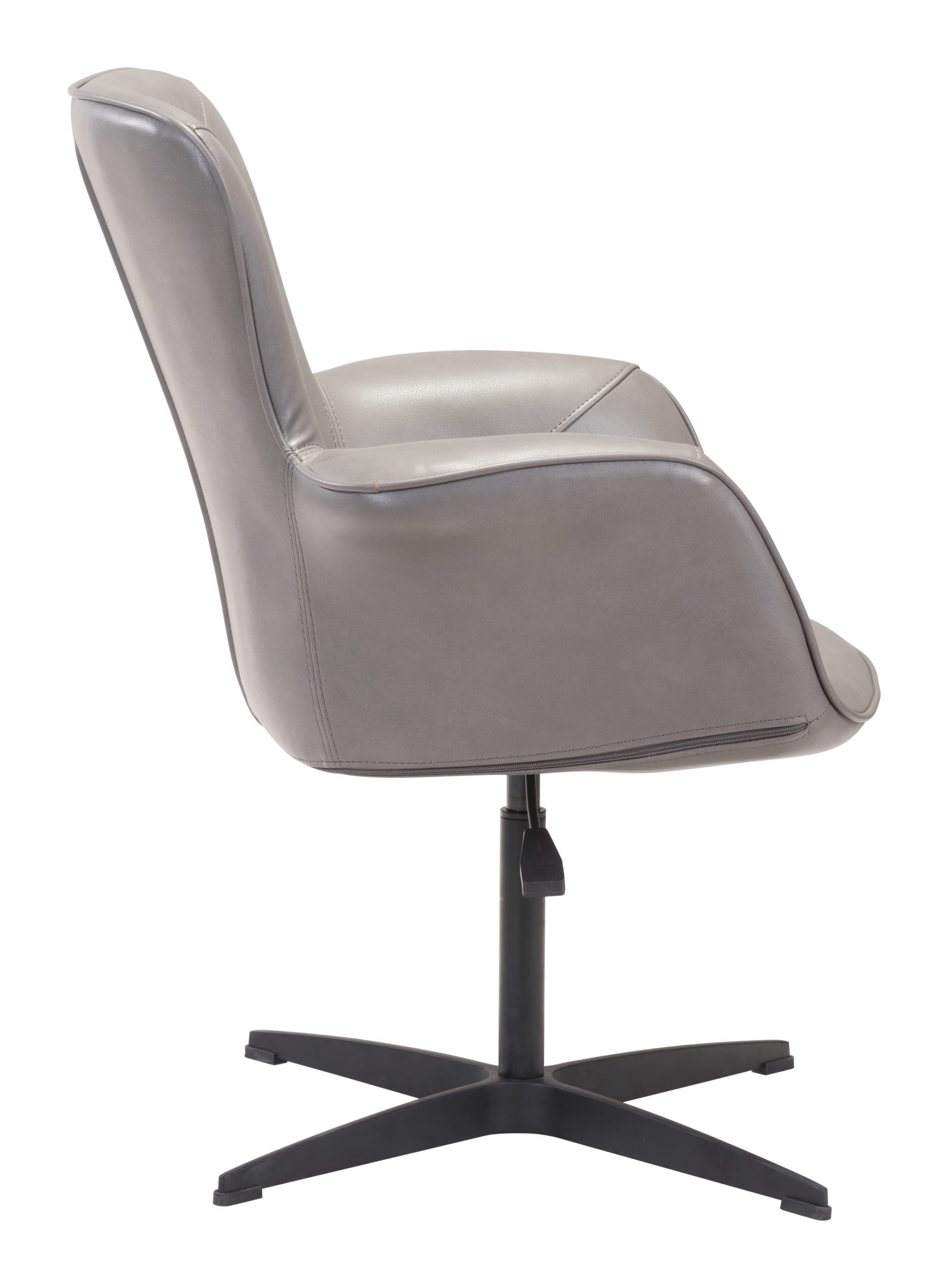 27.6" x 26.4" x 34.1" Gray, Leatherette, Aluminum, Arm Chair