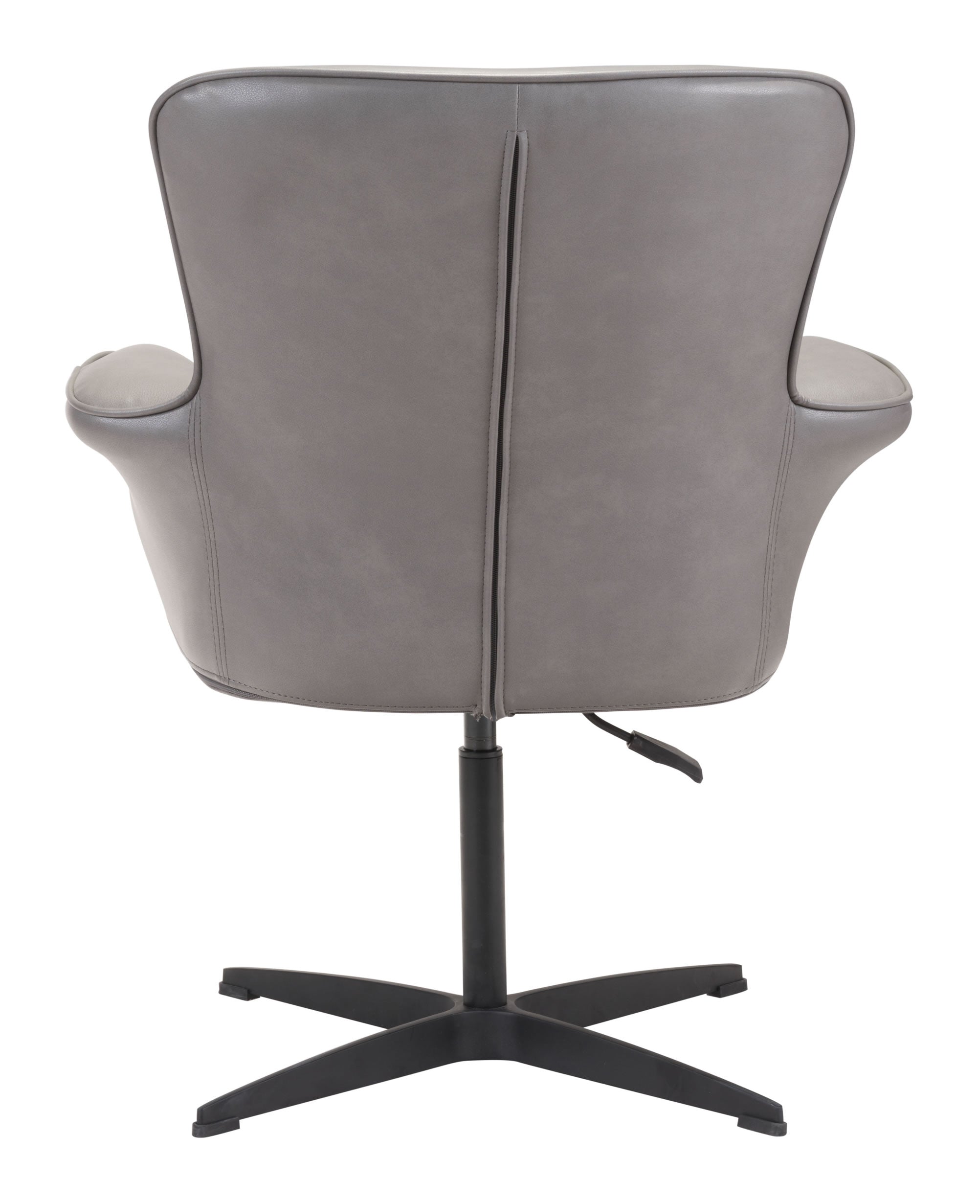 27.6" x 26.4" x 34.1" Gray, Leatherette, Aluminum, Arm Chair