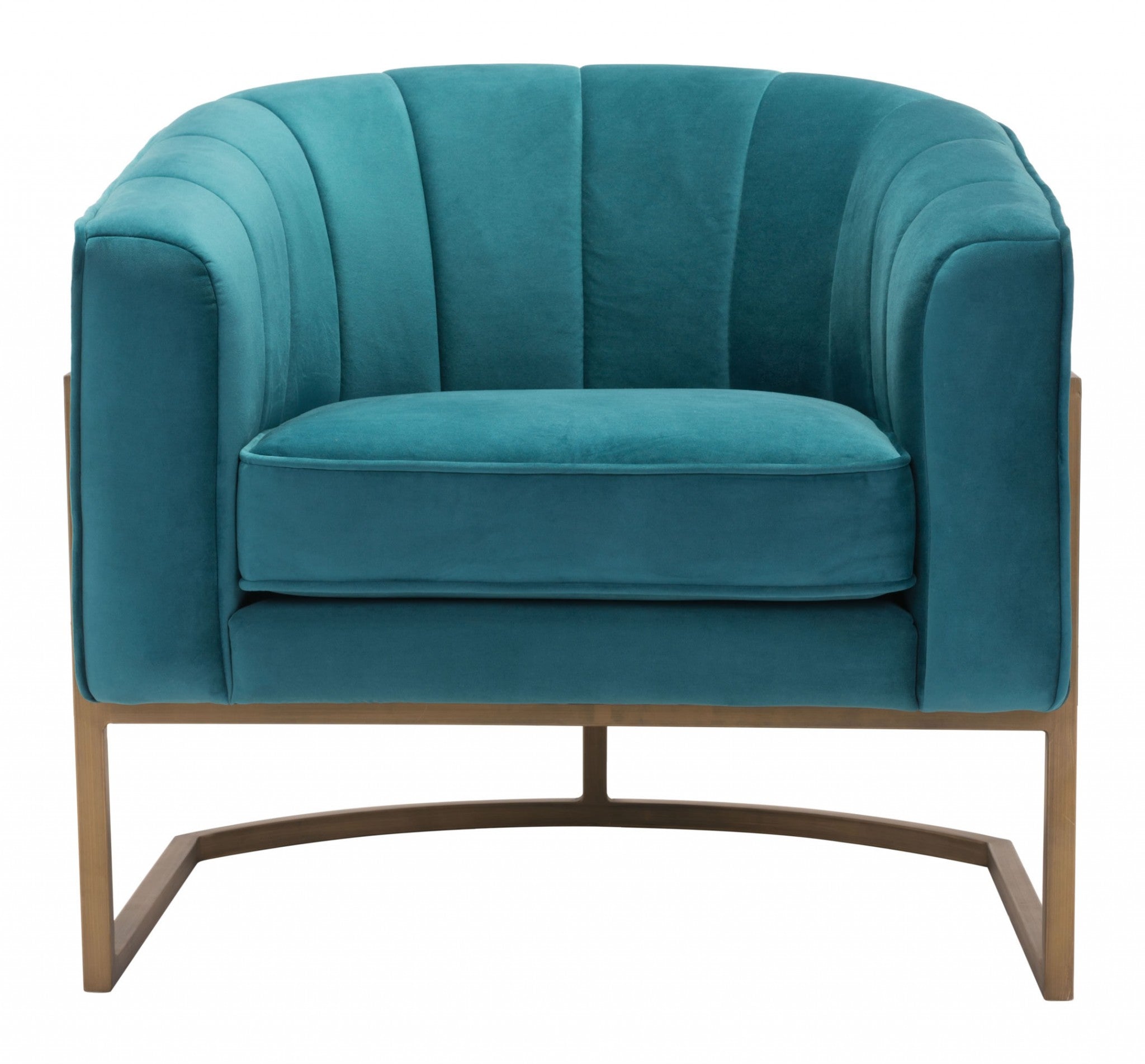 32.7" x 31.5" x 30.1" Green, Velvet, Painted Steel, Occasional Chair