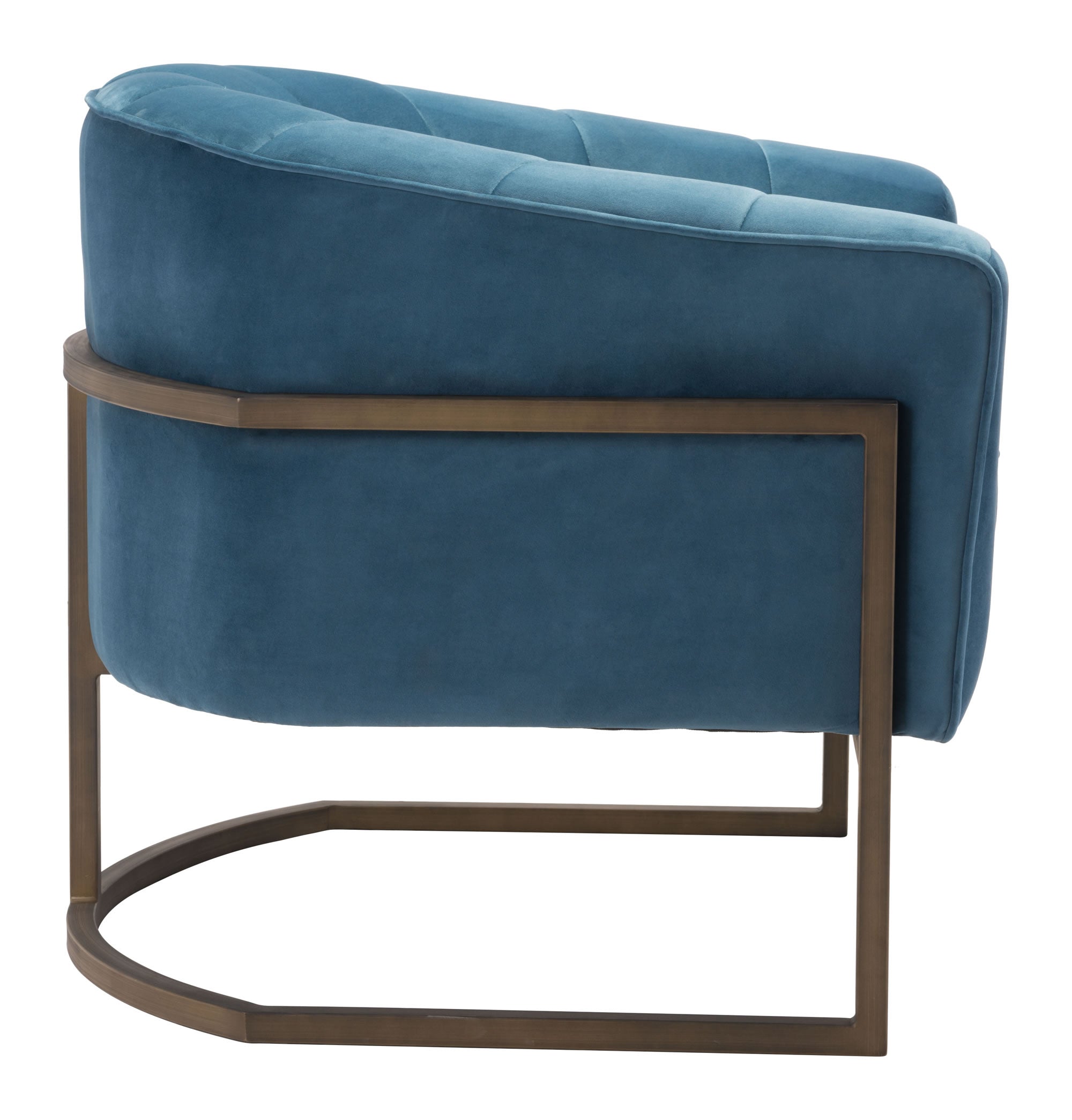 32.7" x 31.5" x 30.1" Blue, Velvet, Painted Steel, Occasional Chair