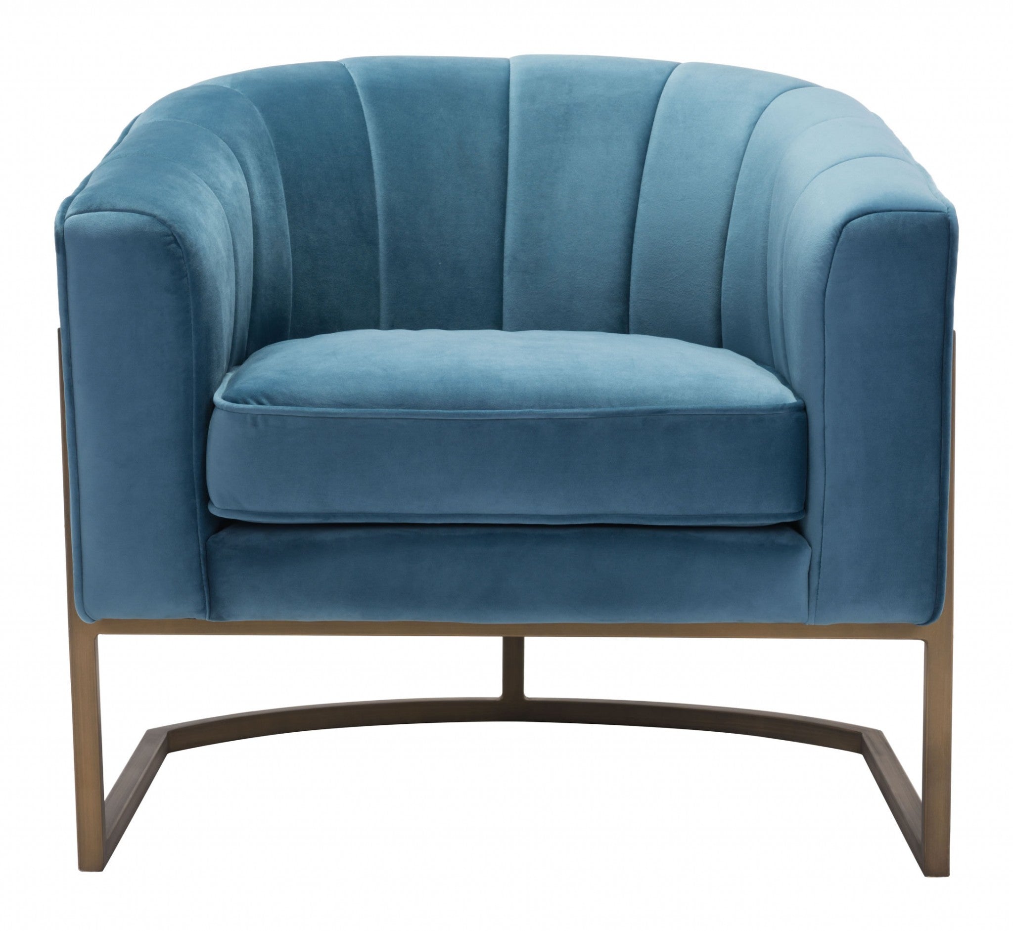 32.7" x 31.5" x 30.1" Blue, Velvet, Painted Steel, Occasional Chair