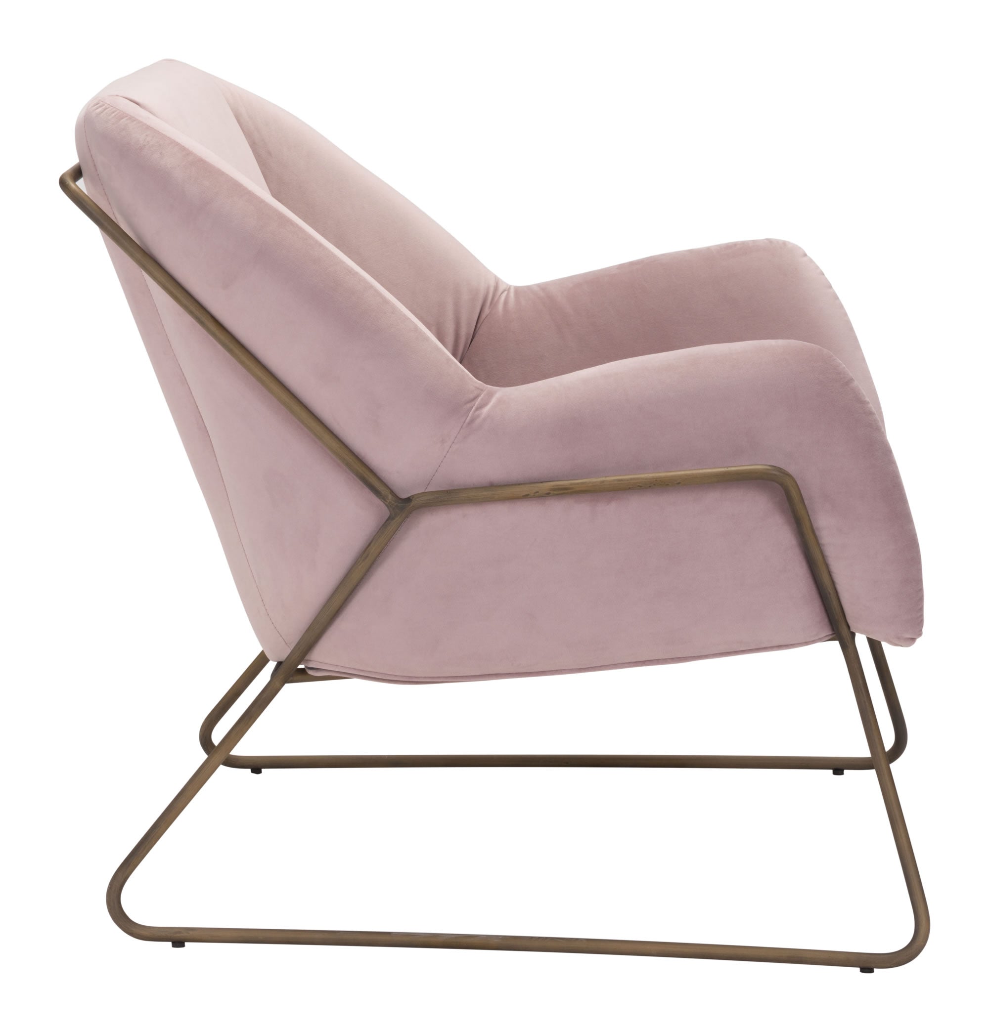 28" x 29.9" x 30.3" Pink Velvet, Painted Steel, Arm Chair