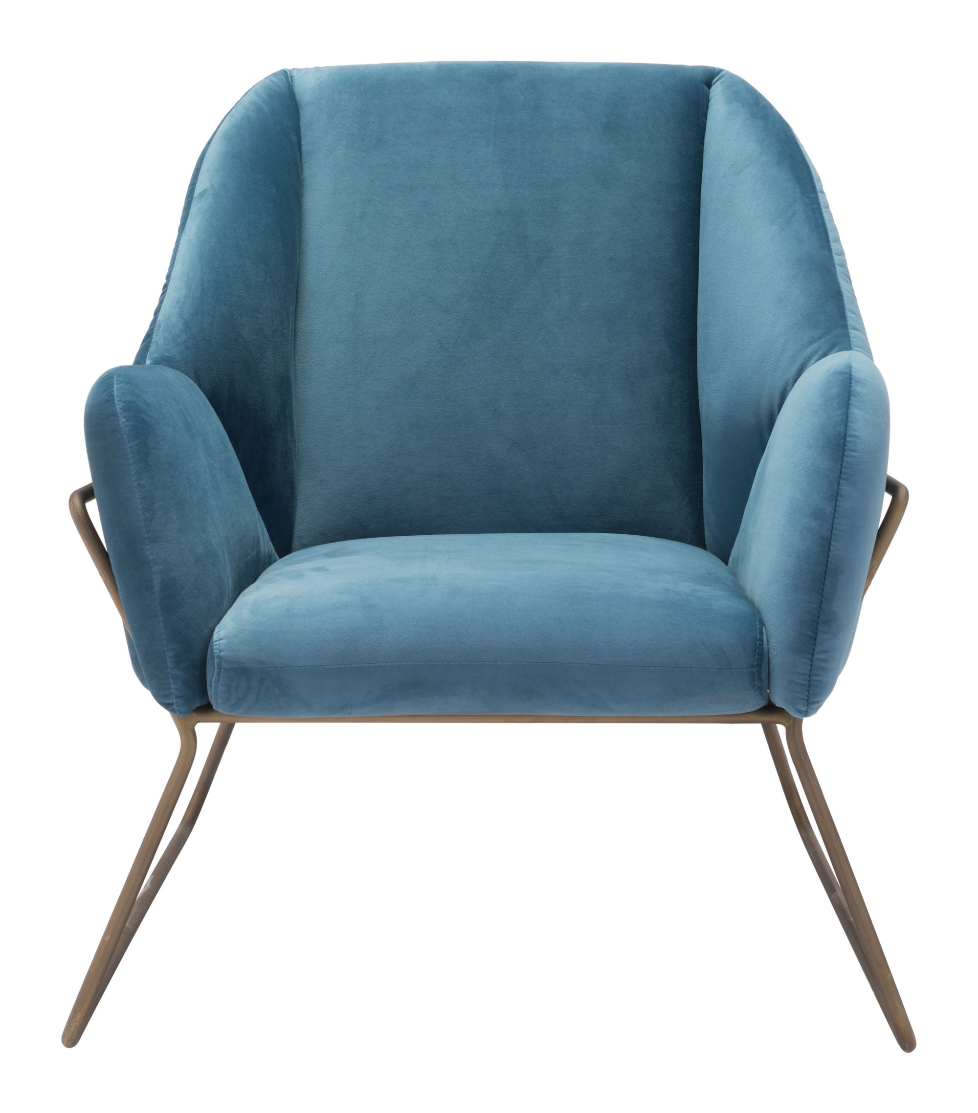 28" x 29.9" x 30.3" Blue Velvet, Painted Steel, Arm Chair