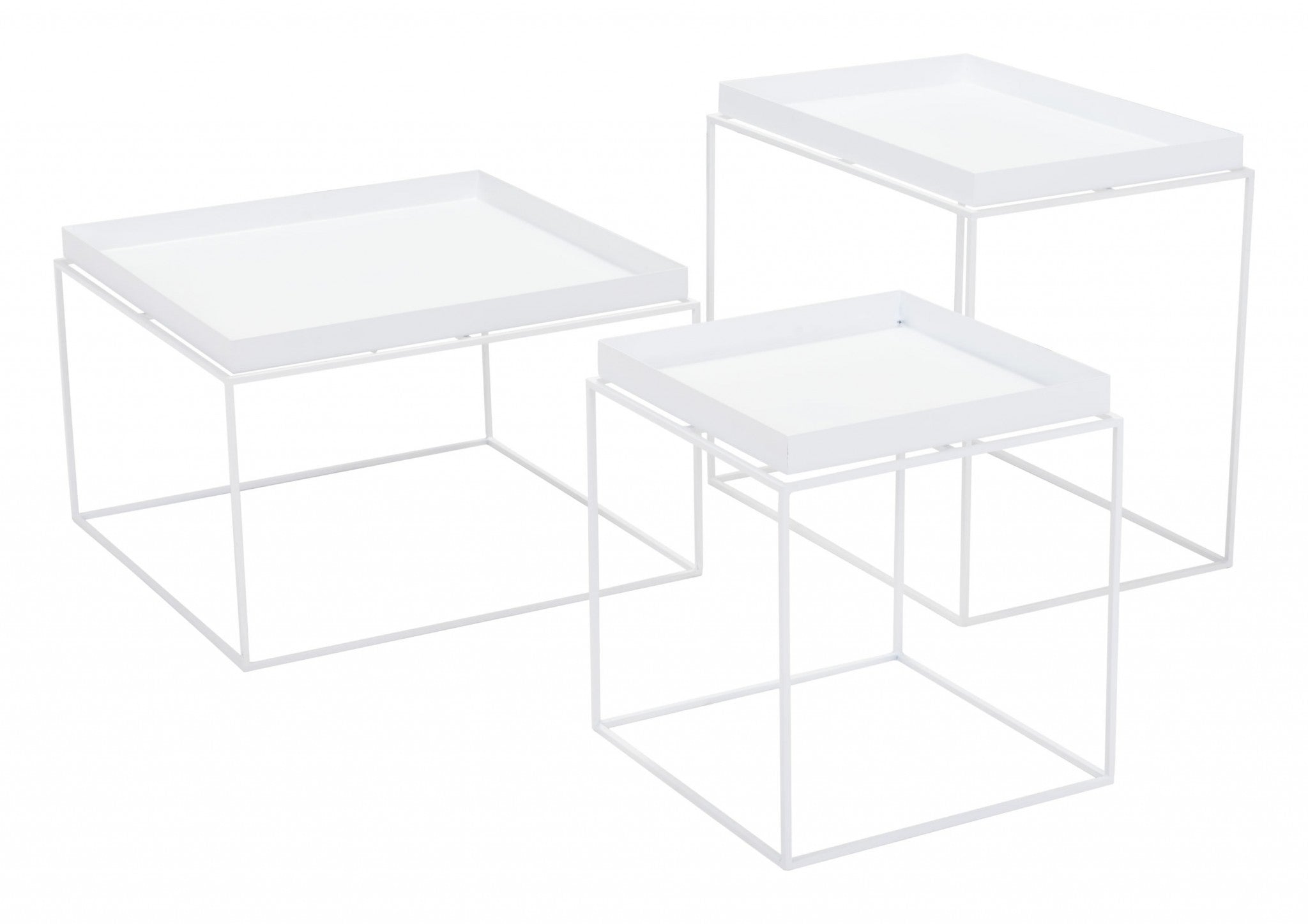 23.6" x 23.6" x 15.7" White, Steel, Nesting Table