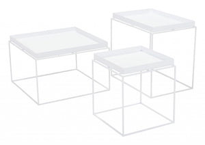23.6" x 23.6" x 15.7" White, Steel, Nesting Table