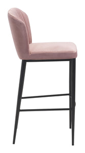 20.9" x 21.9" x 41.3" Pink, Velvet, Stainless Steel, Bar Chair - Set of 2