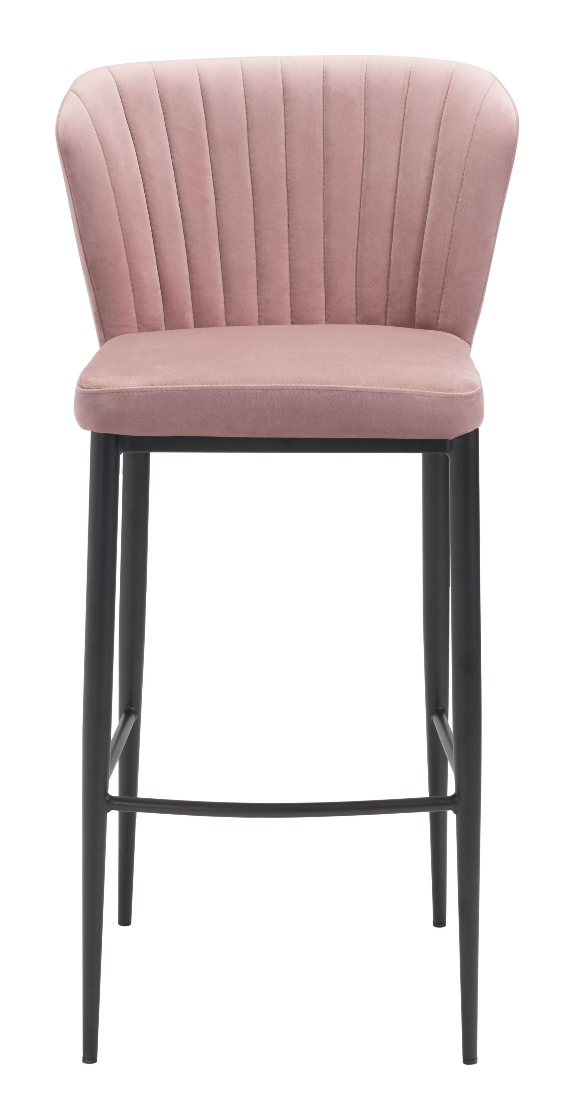 20.9" x 21.9" x 41.3" Pink, Velvet, Stainless Steel, Bar Chair - Set of 2