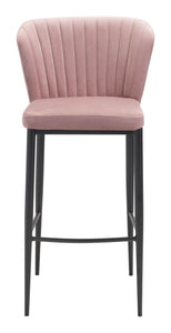 20.9" x 21.9" x 41.3" Pink, Velvet, Stainless Steel, Bar Chair - Set of 2