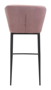 20.9" x 21.9" x 41.3" Pink, Velvet, Stainless Steel, Bar Chair - Set of 2