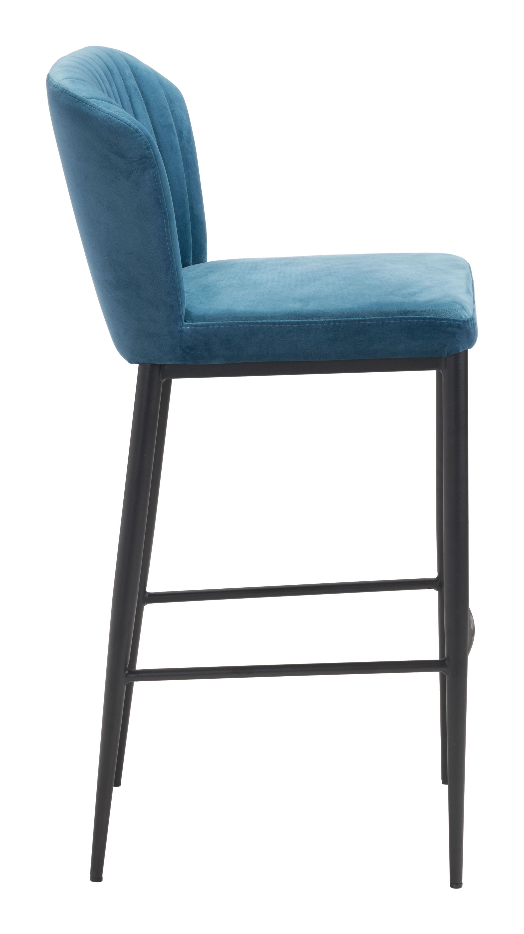 20.9" x 21.9" x 41.3" Blue, Velvet, Stainless Steel, Bar Chair - Set of 2