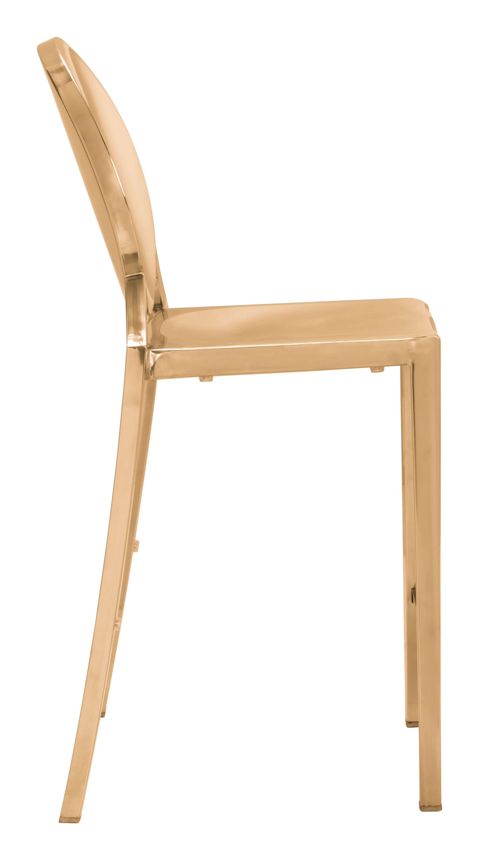 18.3" x 18.5" x 39" Gold, Polished Stainless Steel, Counter Chair - Set of 2