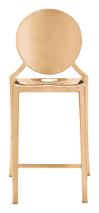 18.3" x 18.5" x 39" Gold, Polished Stainless Steel, Counter Chair - Set of 2