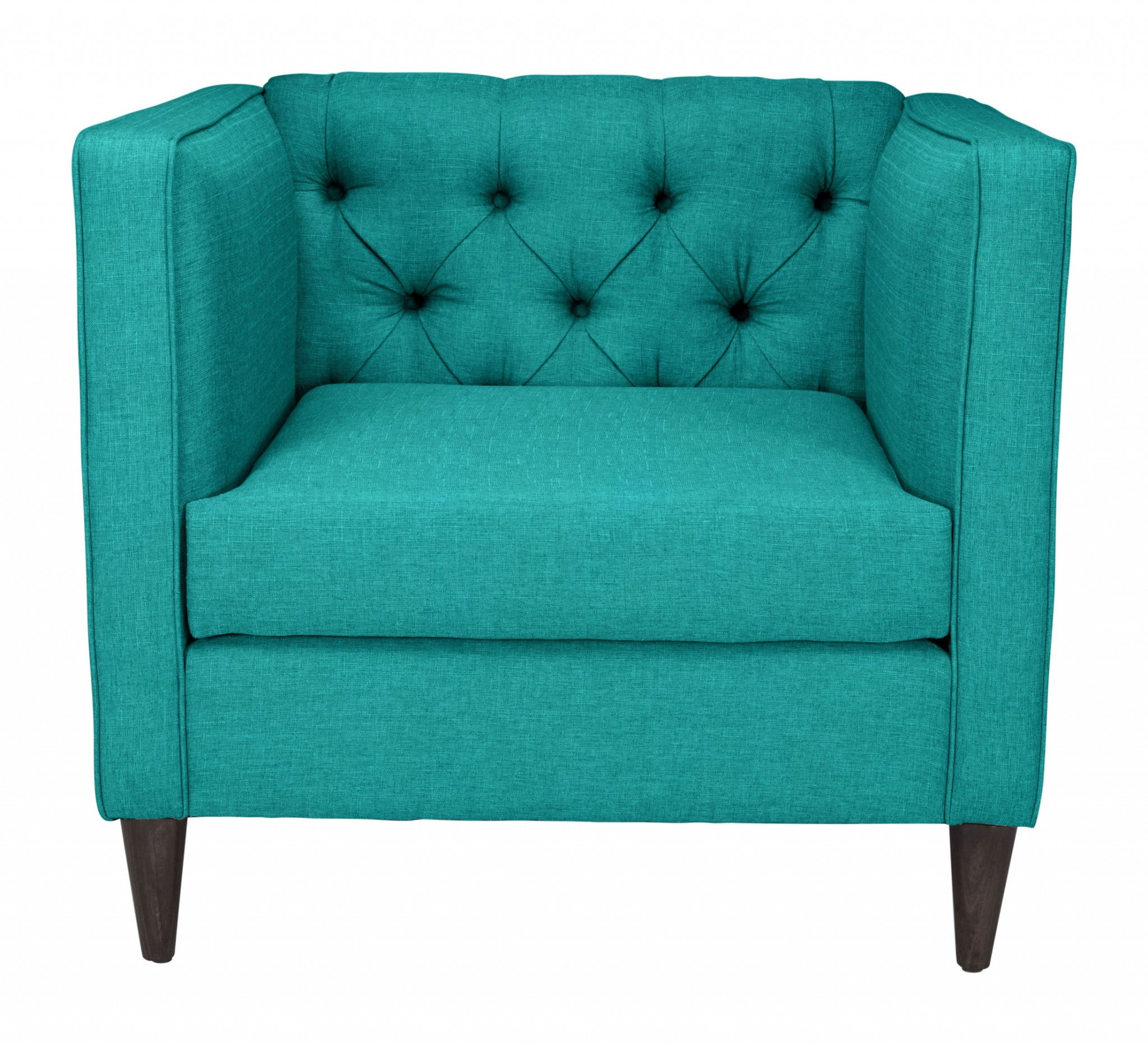 35" x 31.1" x 31.5" Teal, Polyester, Poplar Wood, Arm Chair