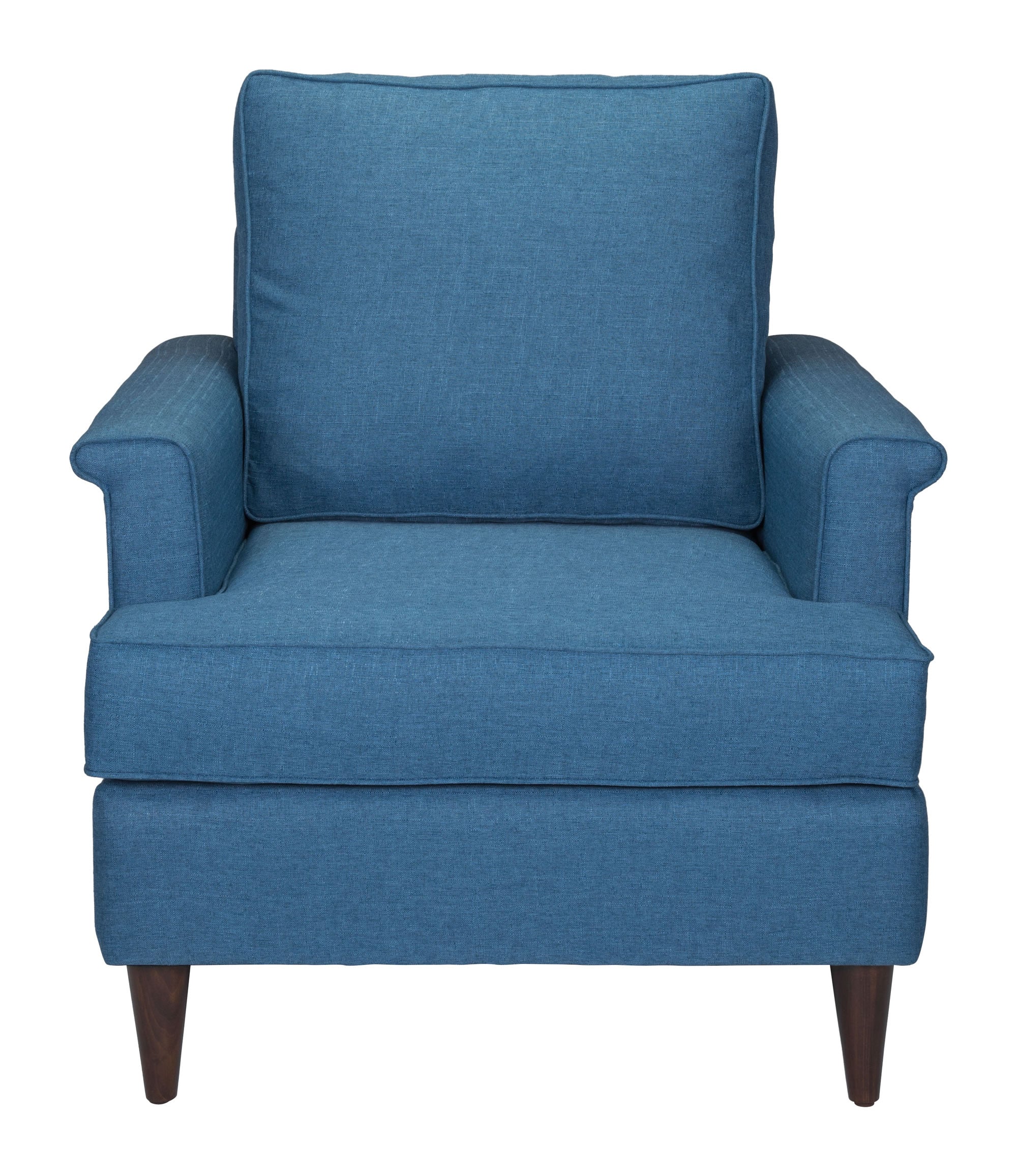 35" x 37.4" x 37.8" Blue Polyester Poplar Wood Arm Chair