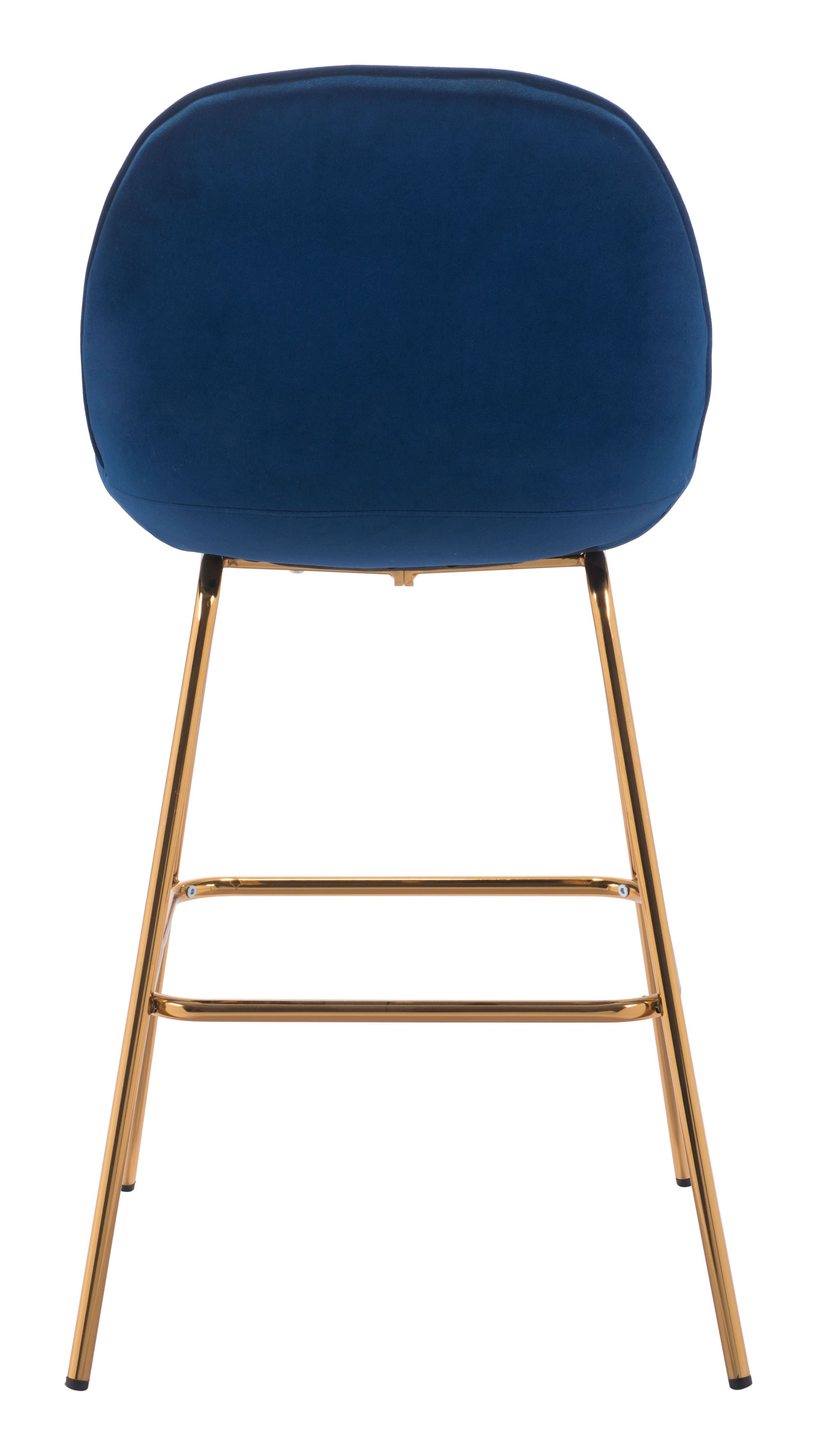 21.7" x 24" x 42.7" Dark Blue Velvet, Steel & Plywood, Bar Chair - Set of 2