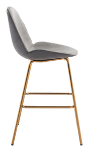 21.7" x 24" x 42.7" Graphite Gray Velvet, Steel & Plywood, Bar Chair - Set of 2