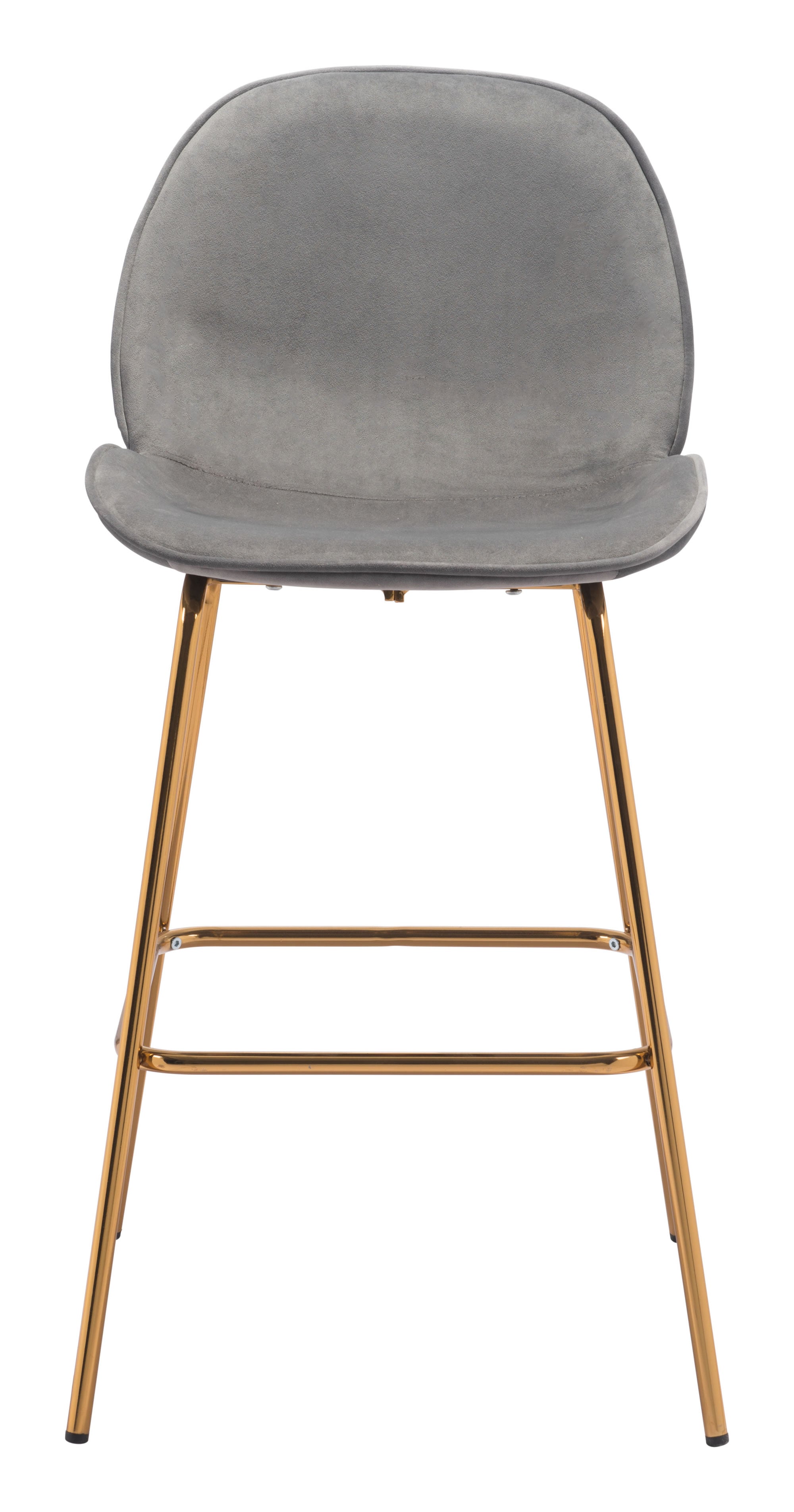 21.7" x 24" x 42.7" Graphite Gray Velvet, Steel & Plywood, Bar Chair - Set of 2