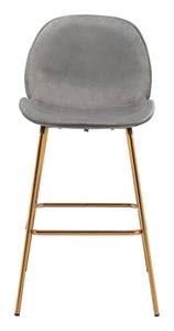 21.7" x 24" x 42.7" Graphite Gray Velvet, Steel & Plywood, Bar Chair - Set of 2