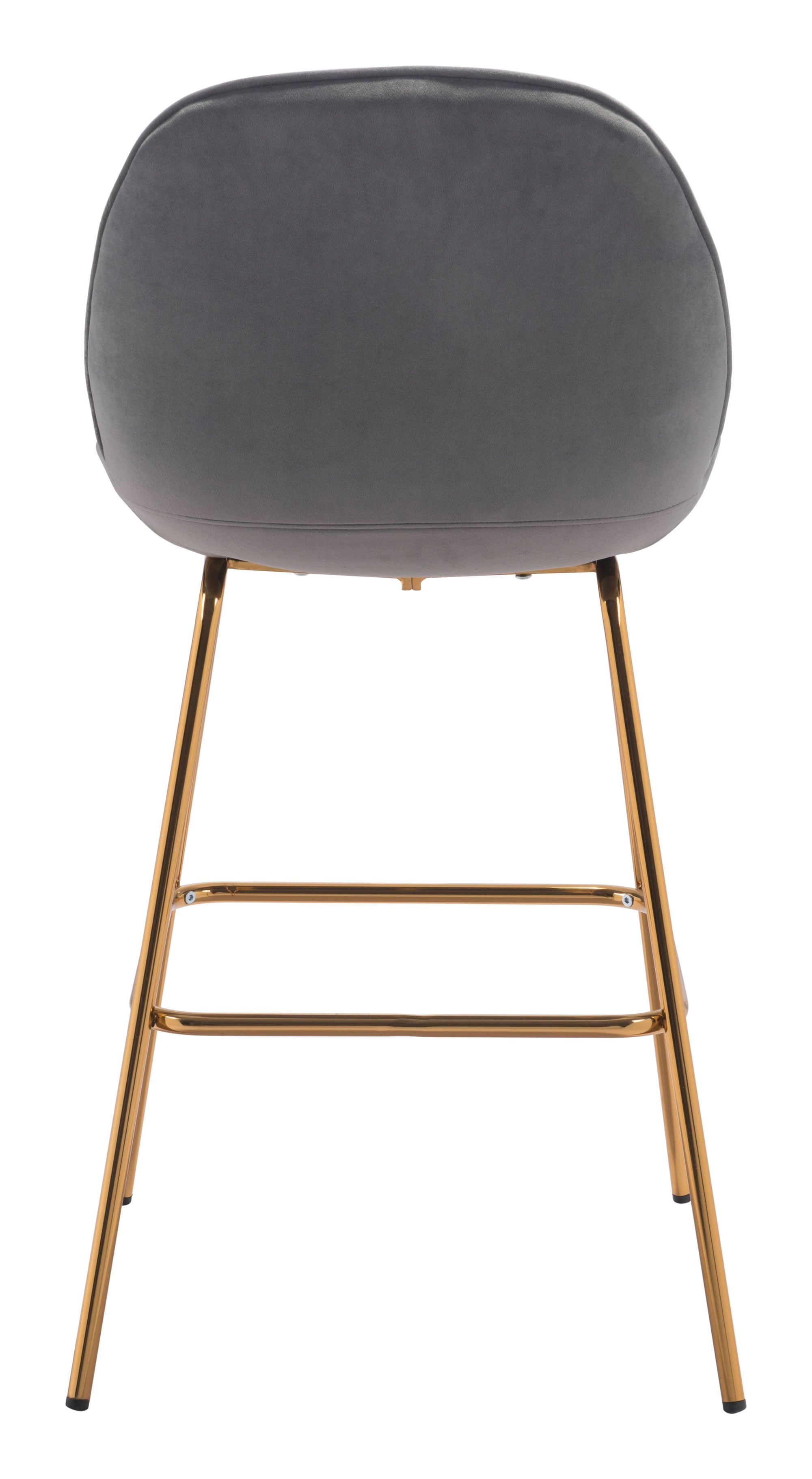 21.7" x 24" x 42.7" Graphite Gray Velvet, Steel & Plywood, Bar Chair - Set of 2