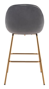 21.7" x 24" x 42.7" Graphite Gray Velvet, Steel & Plywood, Bar Chair - Set of 2