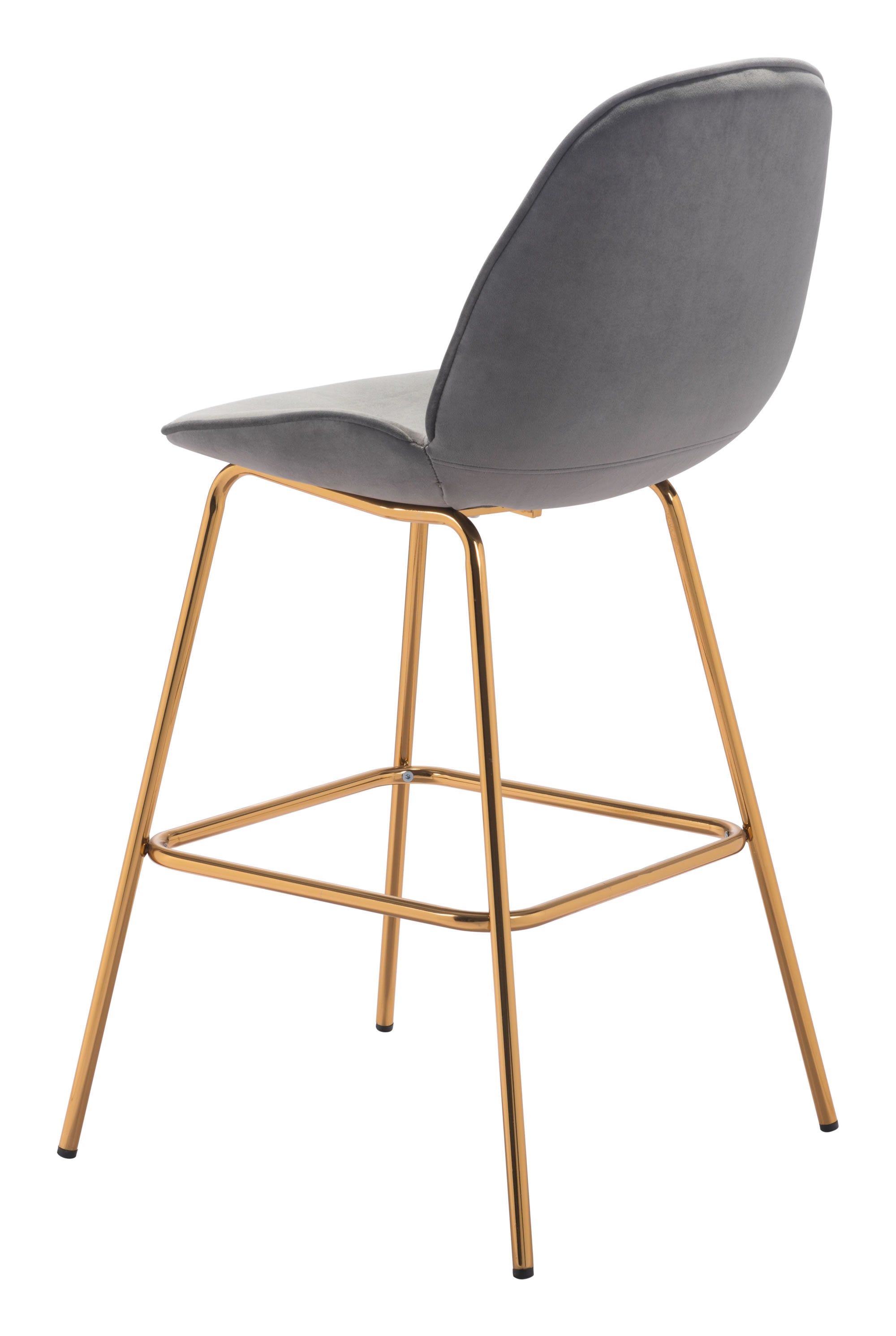 21.7" x 24" x 42.7" Graphite Gray Velvet, Steel & Plywood, Bar Chair - Set of 2
