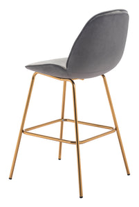 21.7" x 24" x 42.7" Graphite Gray Velvet, Steel & Plywood, Bar Chair - Set of 2