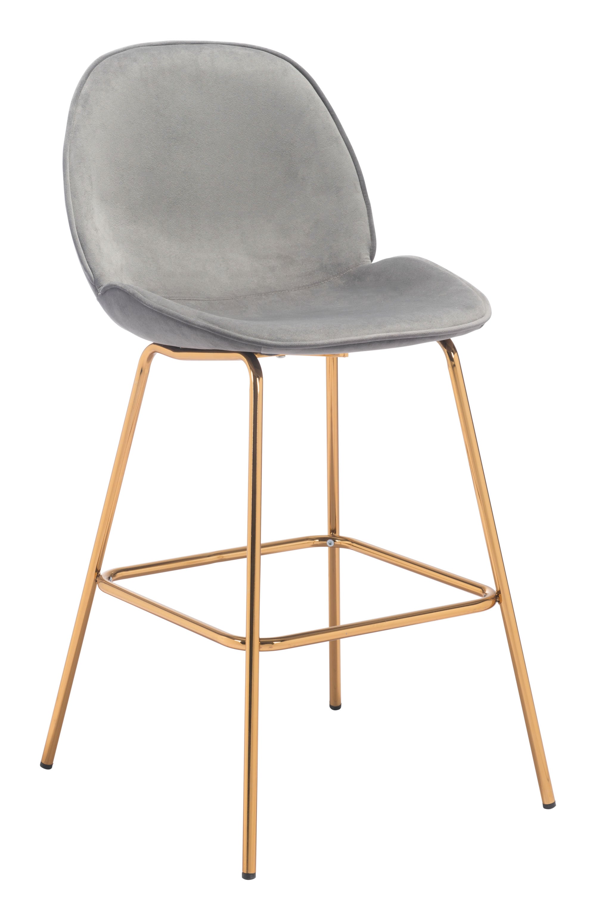 21.7" x 24" x 42.7" Graphite Gray Velvet, Steel & Plywood, Bar Chair - Set of 2
